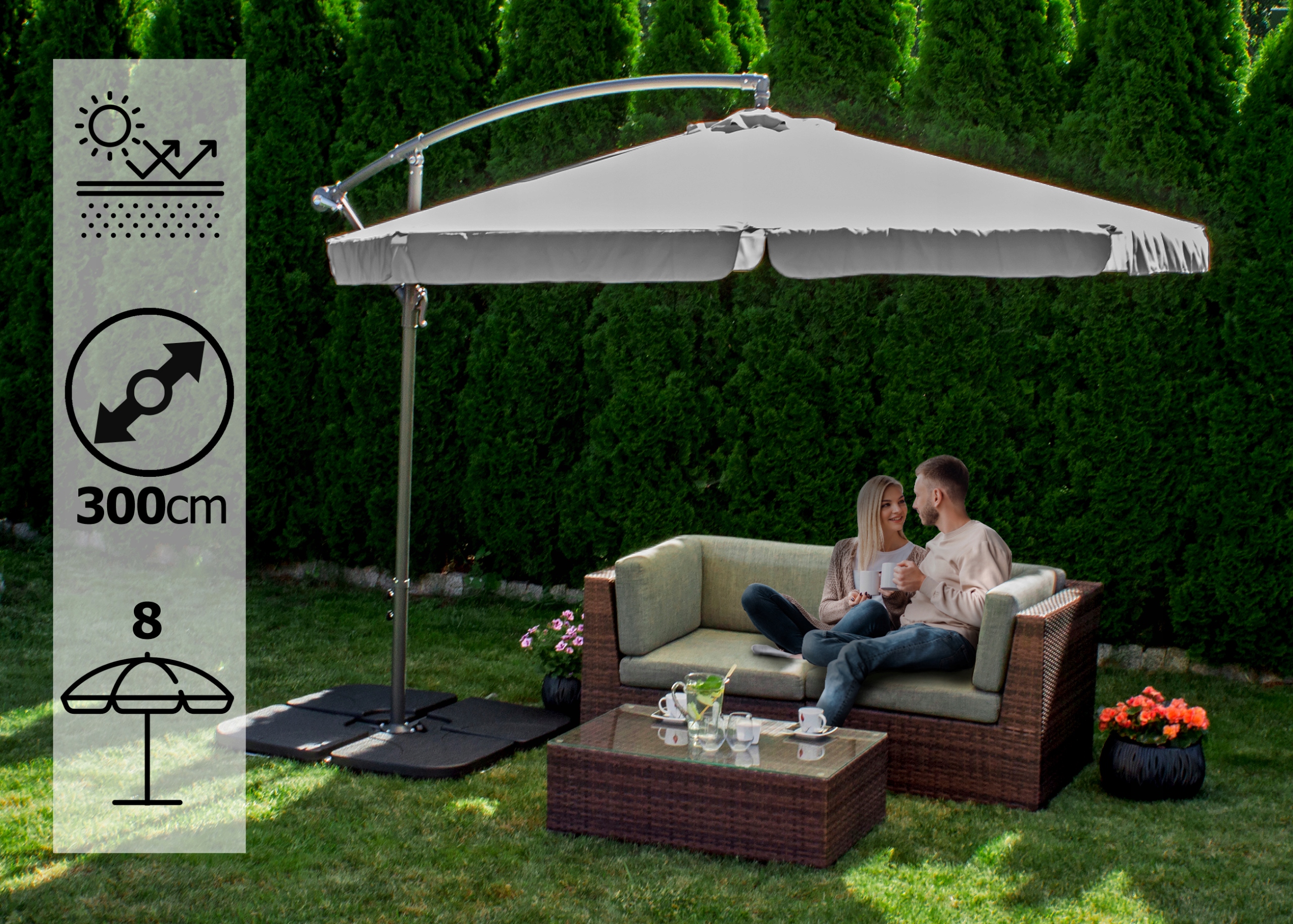 Duży parasol ogrodowy Sapphire ST-2020 Capri 350 cm