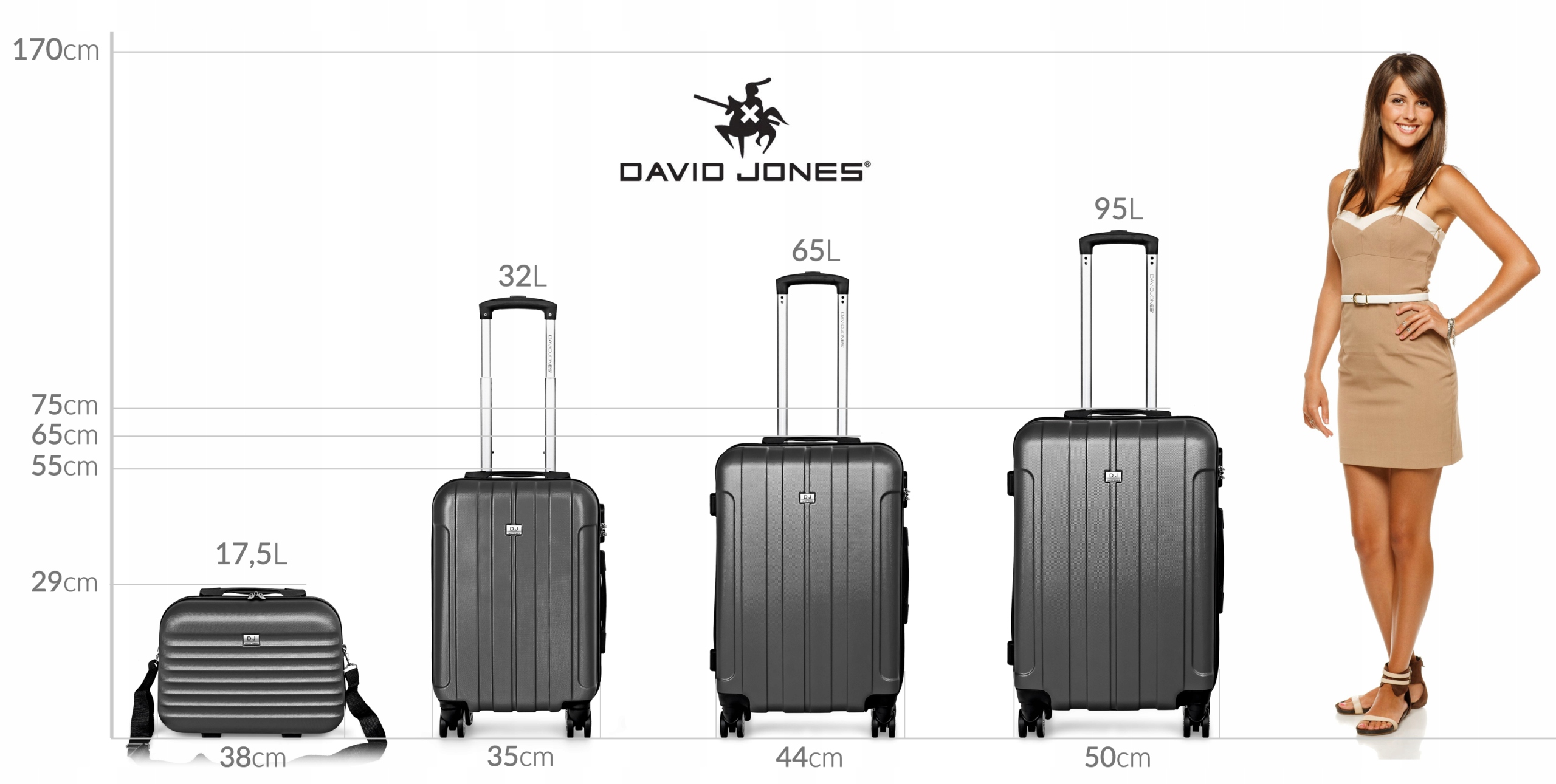 Zestaw walizek podróżnych David Jones 4w1 - BA-1050-4GR