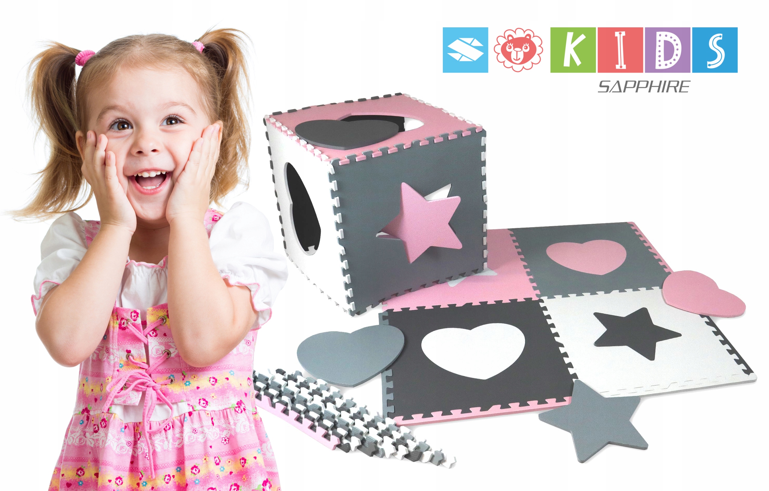 Podłogowa mata puzzle dla dzieci Sapphire Kids SK-36 - serca