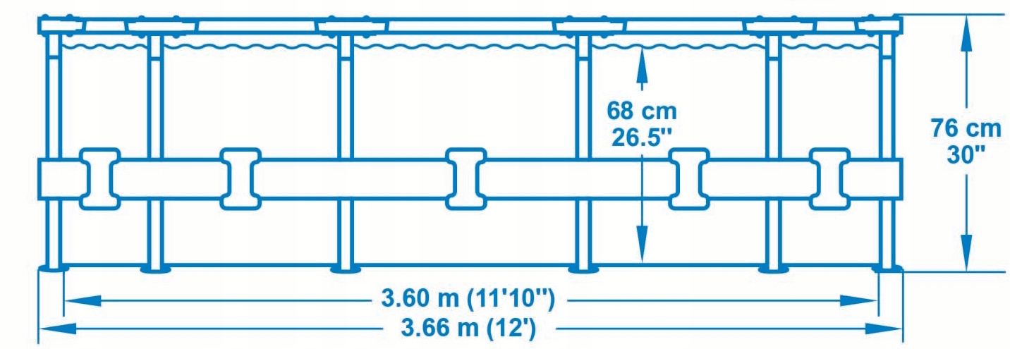 Basen ogrodowy stelażowy Bestway Steel Max 12FT 56416 366x76cm + pompa z filtrem 58381