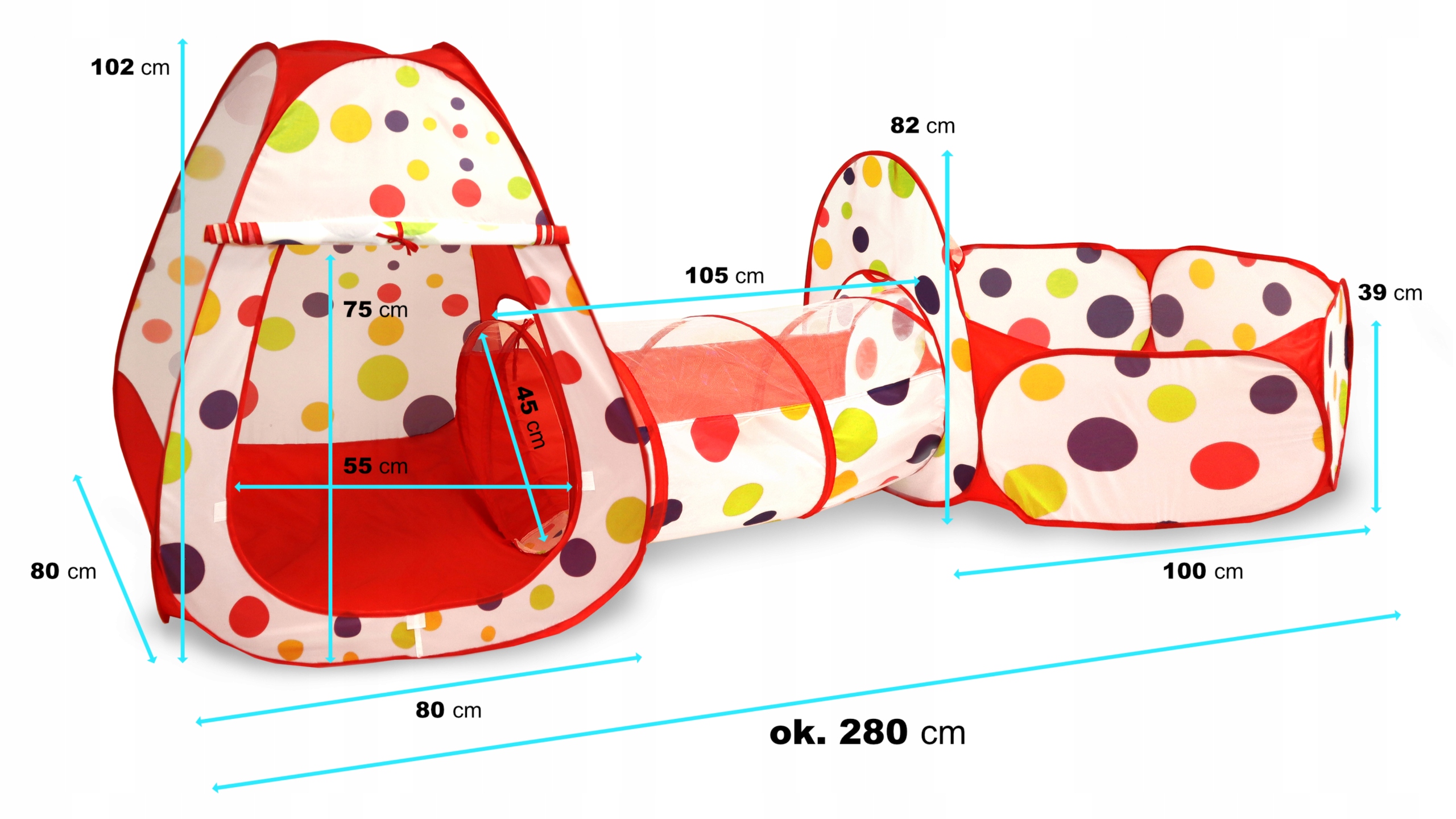 Namiot dla dzieci 3w1 - Domek W Kropki