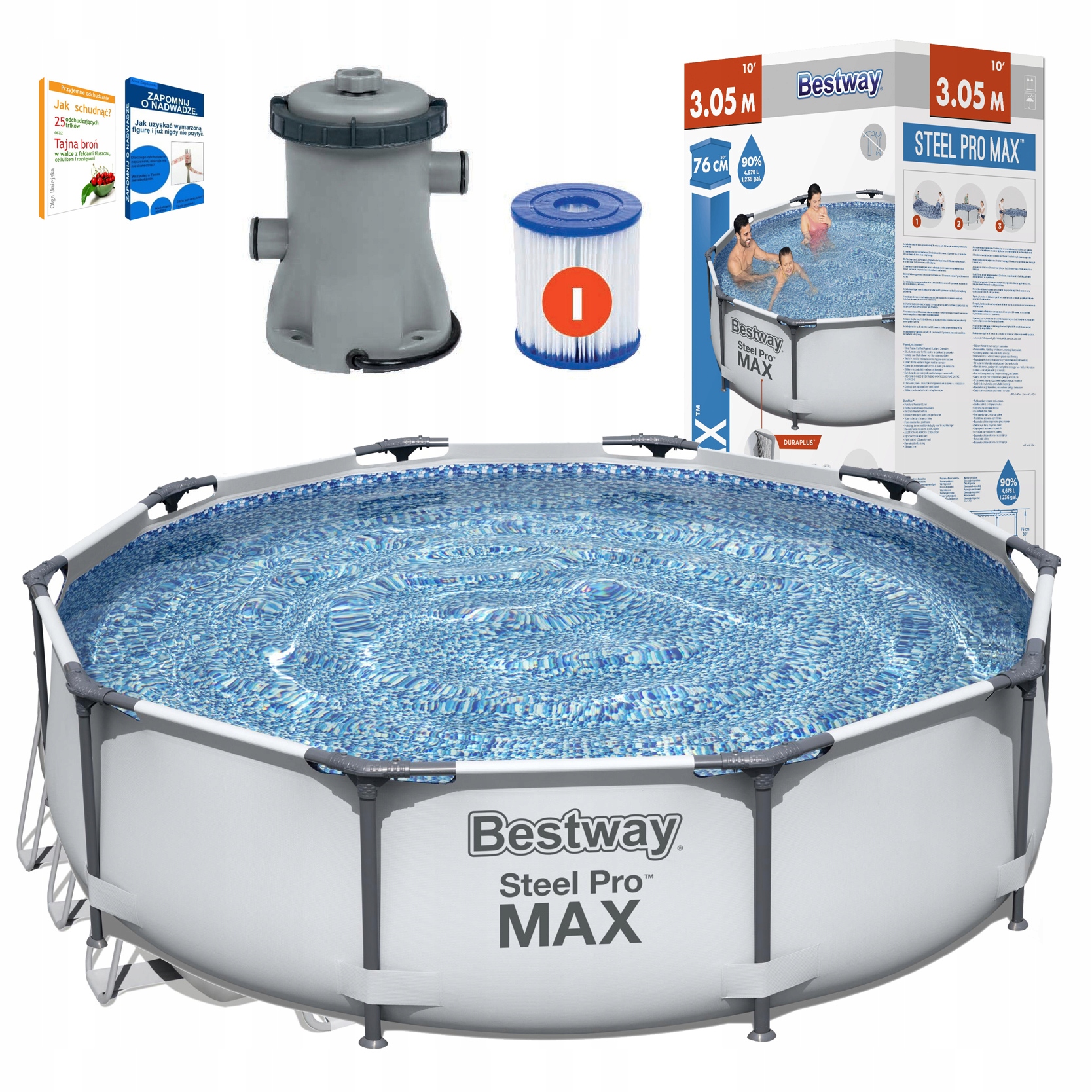 Basen ogrodowy stelażowy Bestway Steel Max 10FT 56408 305x76cm + pompa z filtrem 58381 Basen ogrodowy stelażowy Bestway Steel Max 10FT 56408 305x76cm + pompa z filtrem 58381