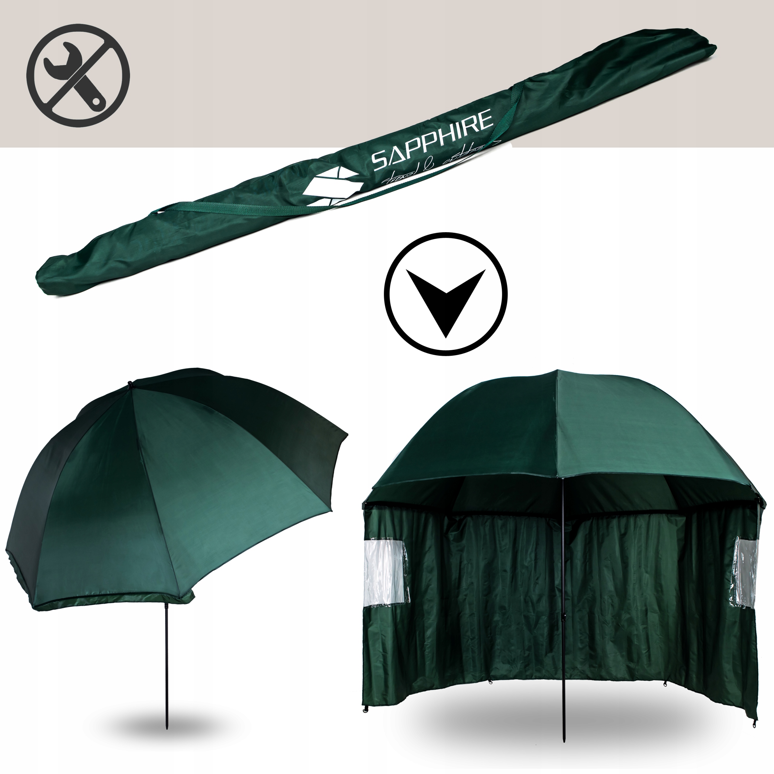 Parasol wędkarski Sapphire ST-2040 8ft - zielony