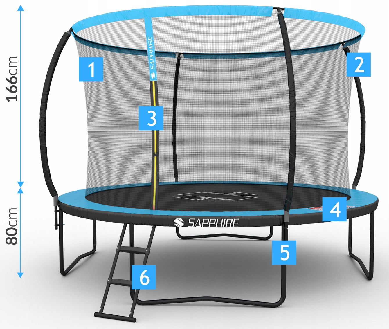 Trampolina Sapphire ST-0012W 12FT 374 cm z siatką wewnętrzną