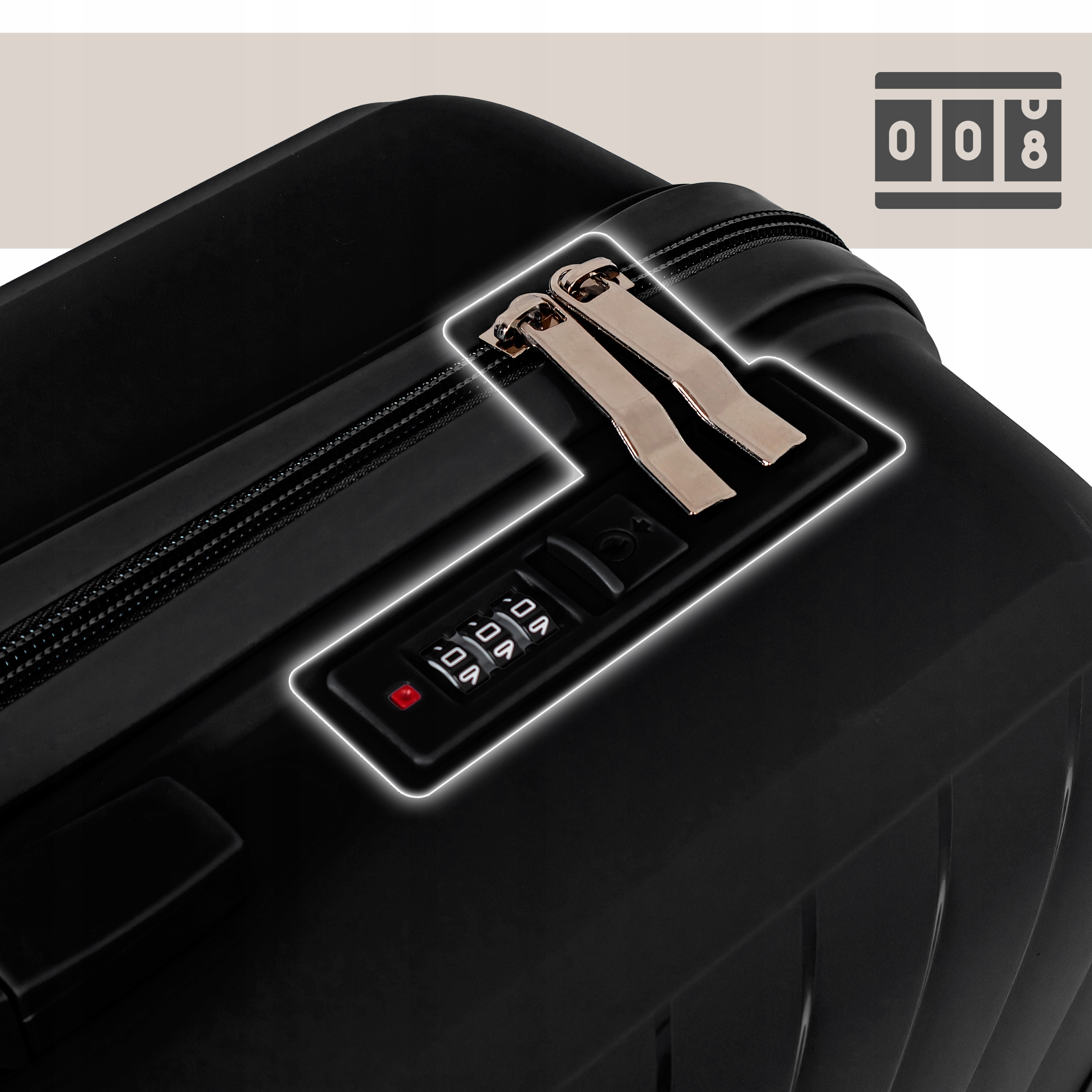 Walizka na kółkach twarda Sapphire ST-3030P czarna - mała S Walizka na kółkach twarda Sapphire ST-3030P czarna - mała S