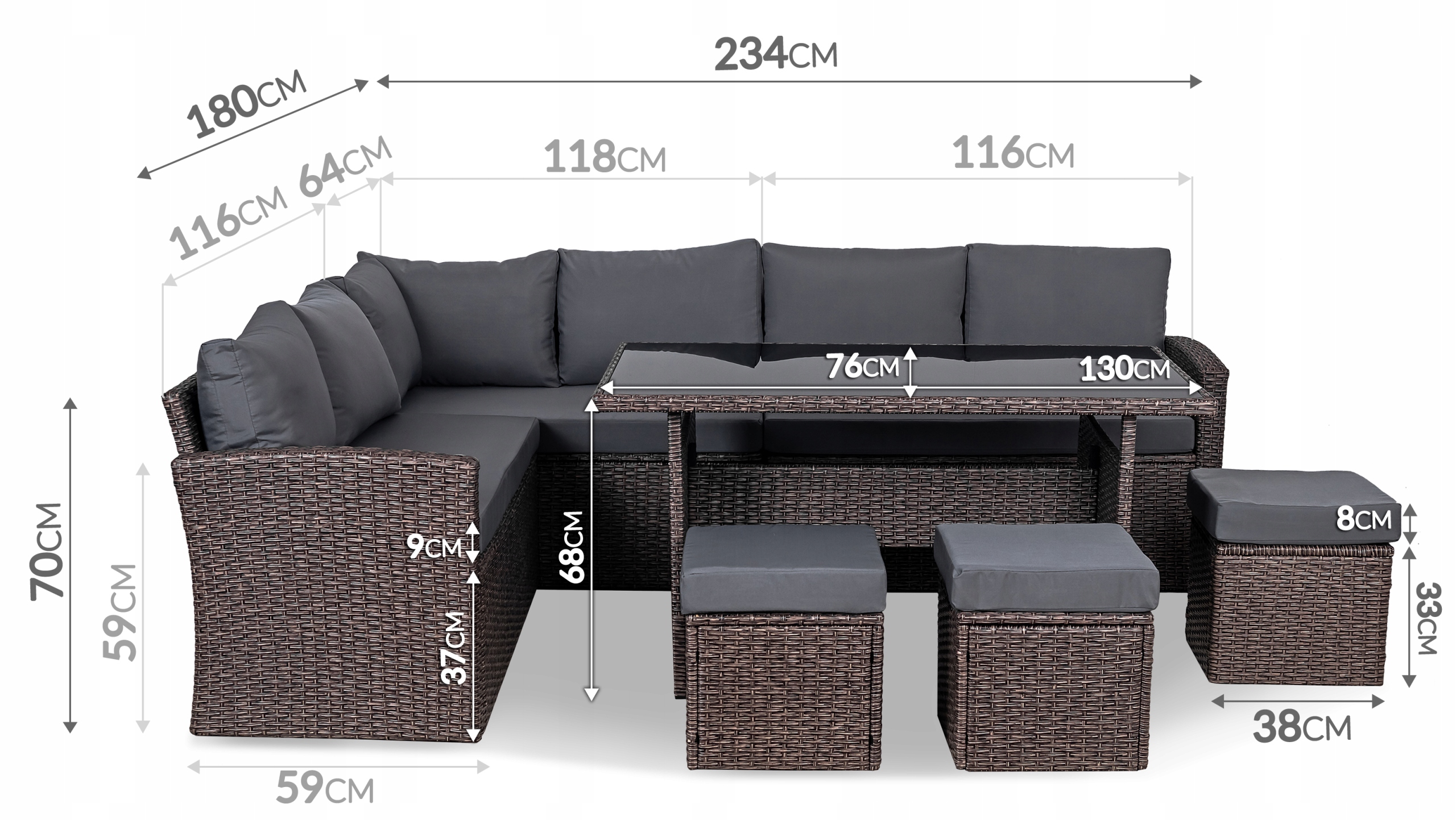 Narożnik ogrodowy z technorattanu Sapphire Verona Narożnik ogrodowy z technorattanu Sapphire Verona