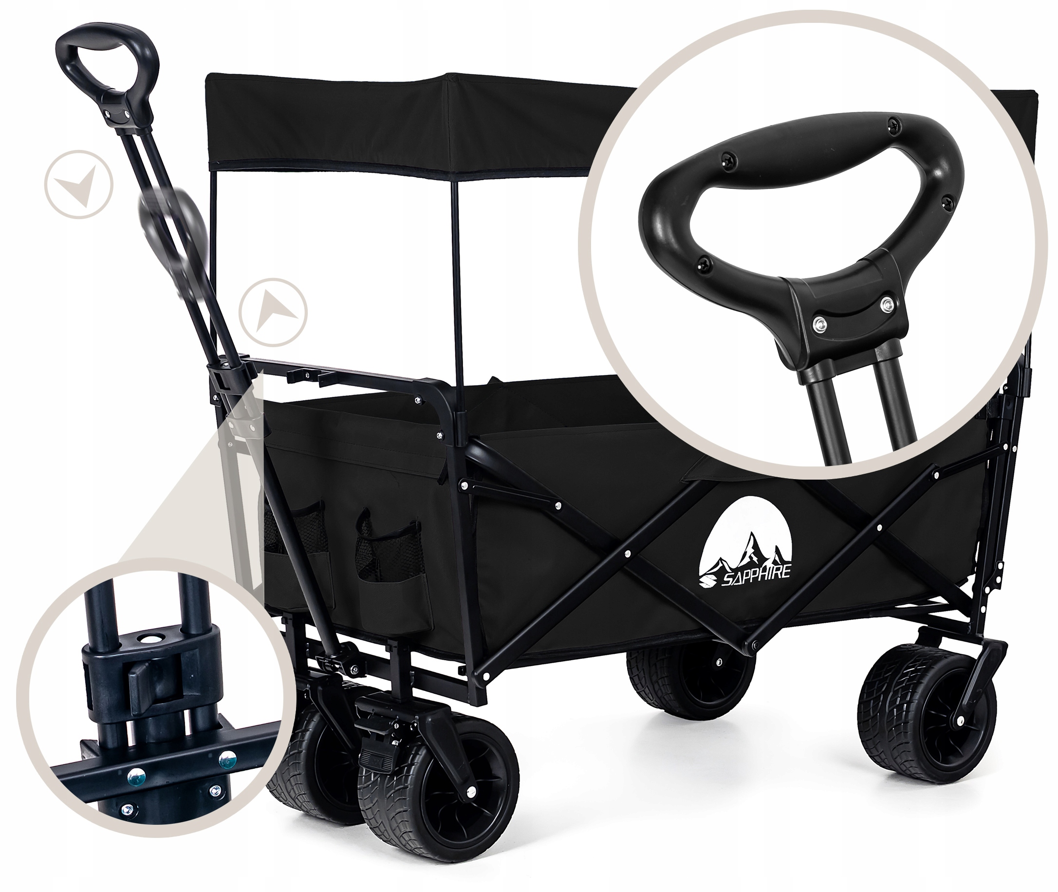 Wózek turystyczny z daszkiem Sapphire ST-160 - czarny Wózek turystyczny z daszkiem Sapphire ST-160 - czarny