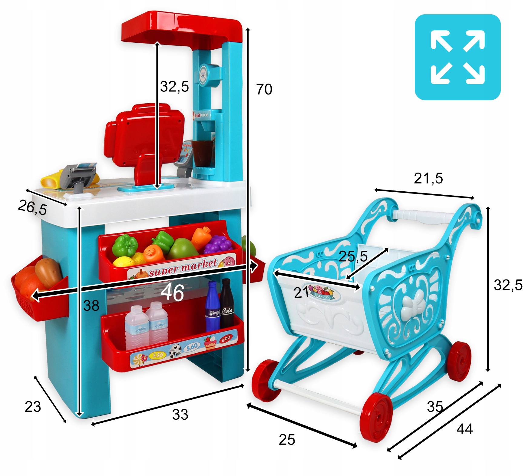 Supermarket z koszykiem i akcesoriami Sapphire Kids SK-50