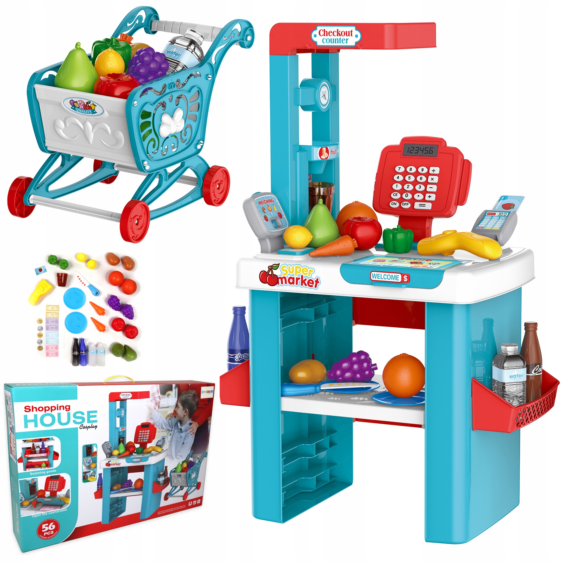 Supermarket z koszykiem i akcesoriami Sapphire Kids SK-50