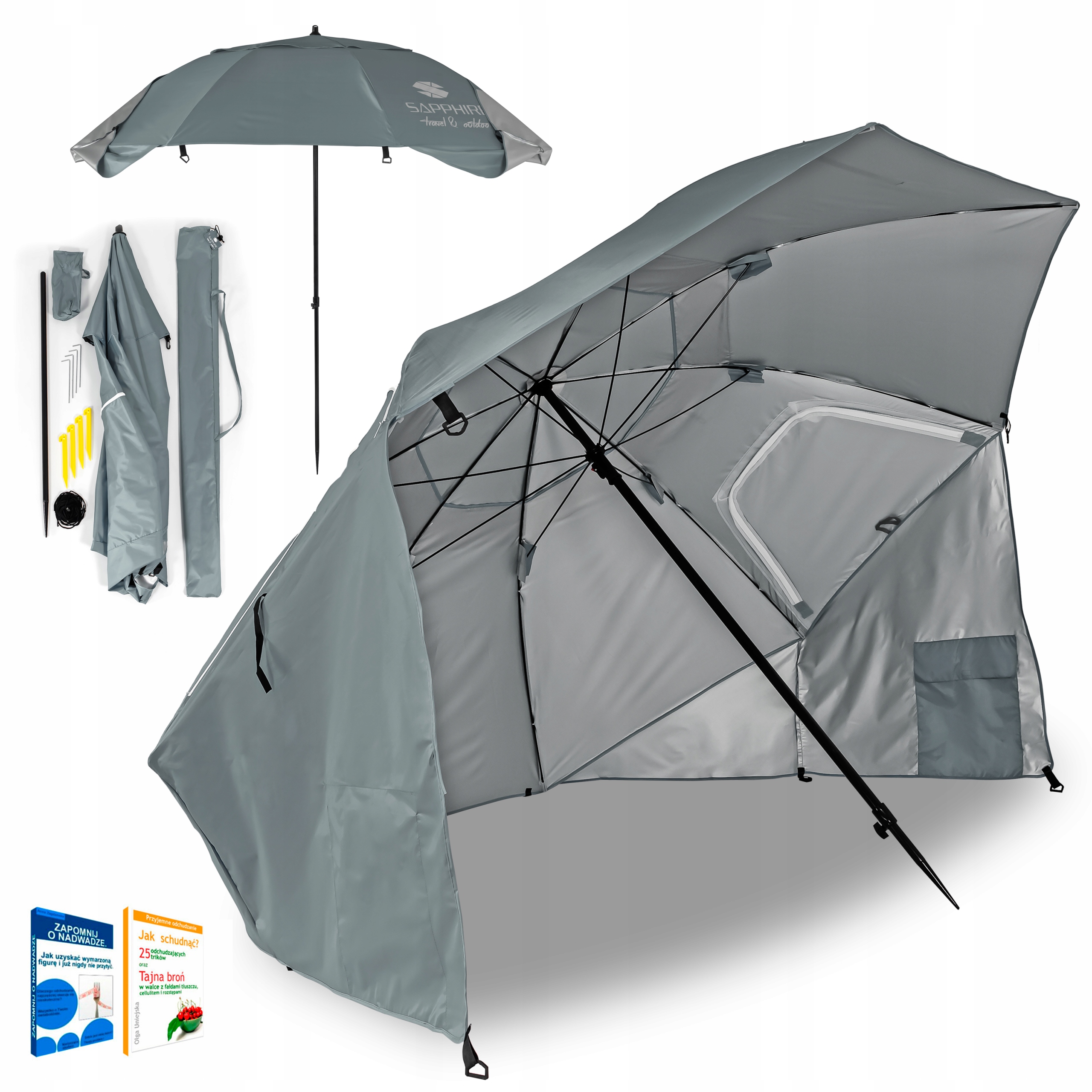 Parasol plażowy Sapphire ST-007 240 cm szary