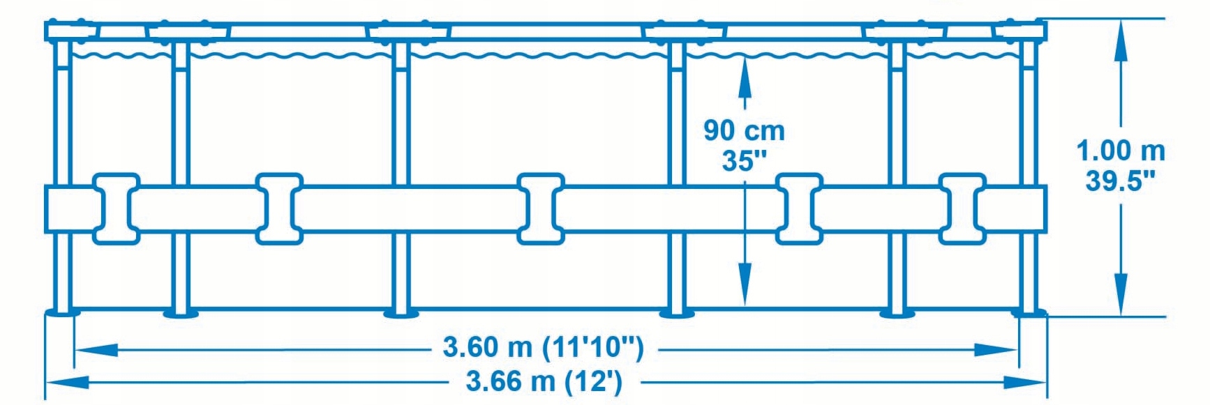 Basen ogrodowy stelażowy Bestway Steel Max 12FT 56418  366x100cm + pompa z filtrem 58383