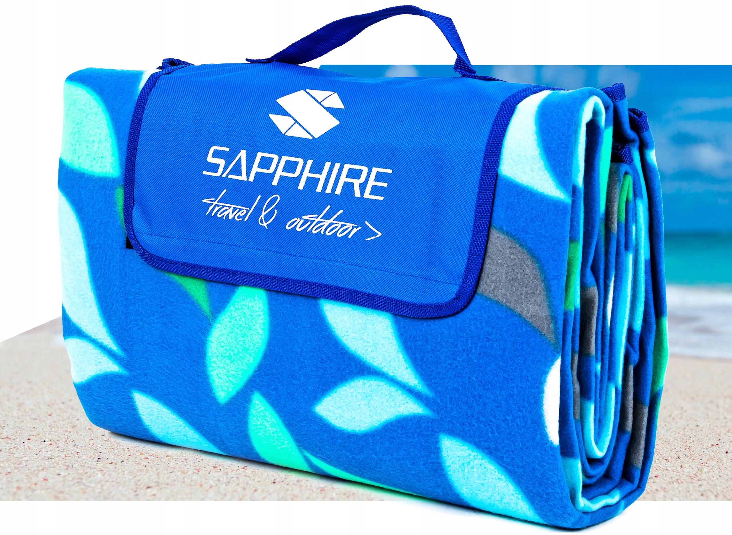 Koc piknikowy / plażowy Sapphire 200 x 200 cm z folią aluminiową - leaf