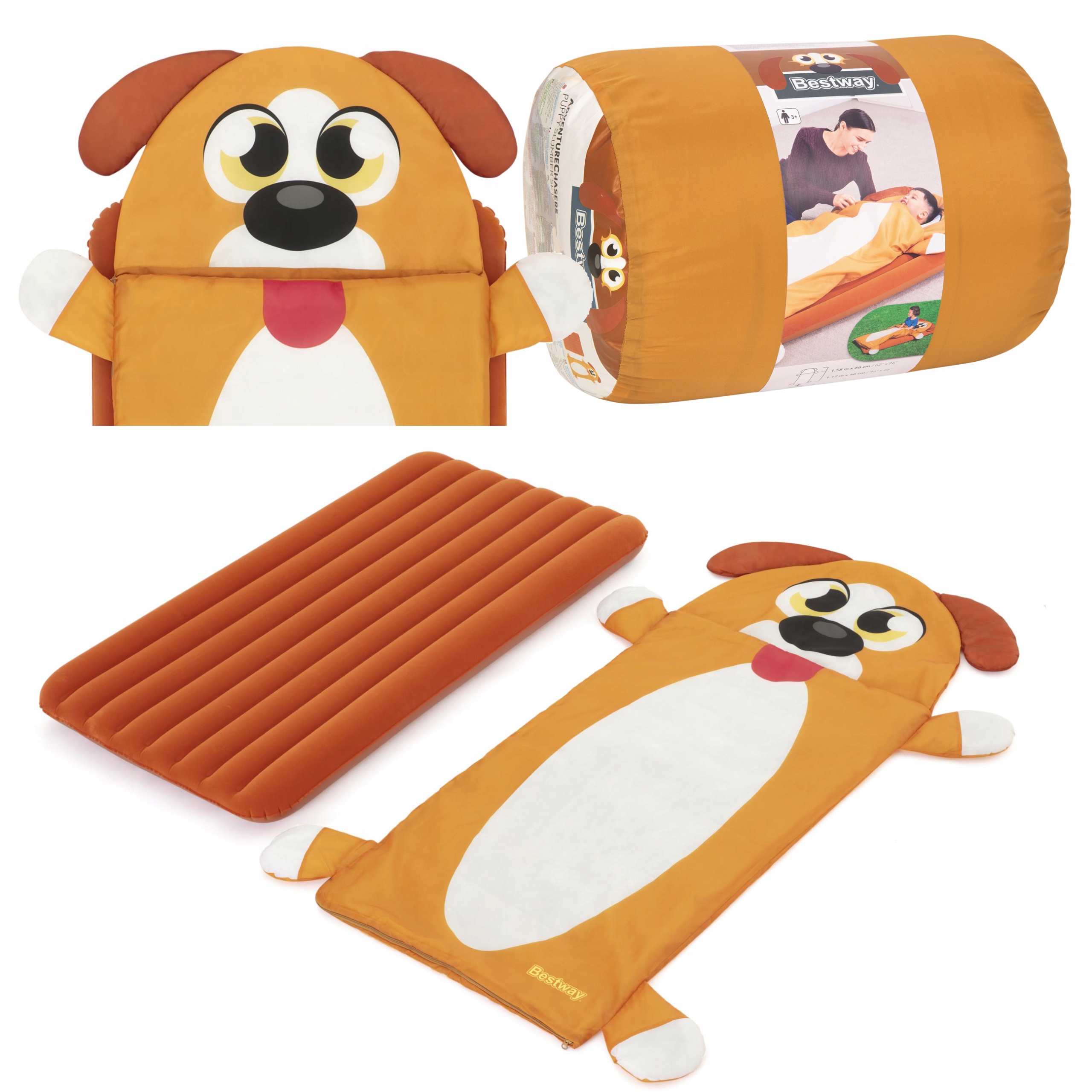 Zestaw 2w1 materac dmuchany plus śpiwór Bestway Puppy Slumber 68109