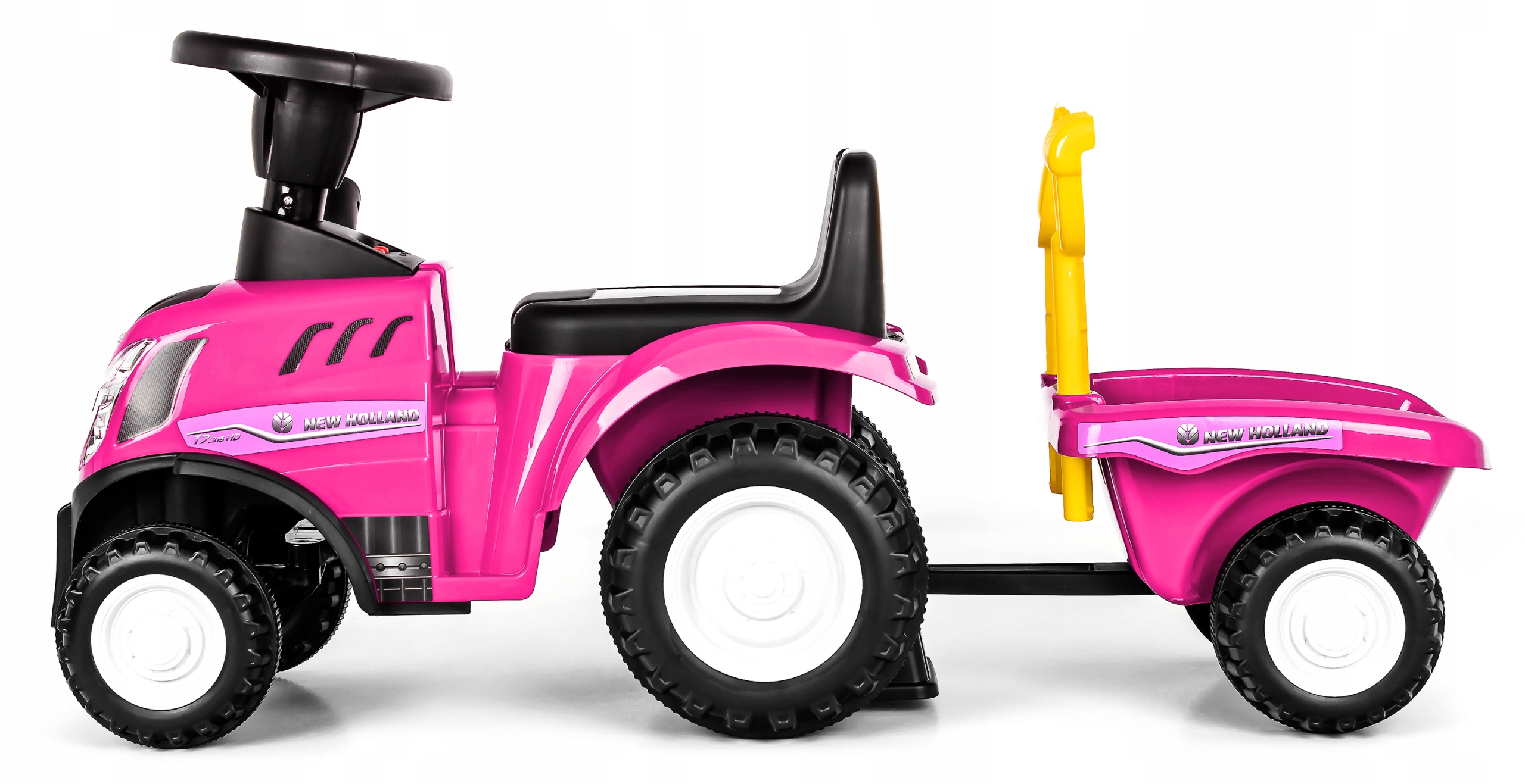 Jeździk pchacz traktor z przyczepą New Holland T7 - różowy