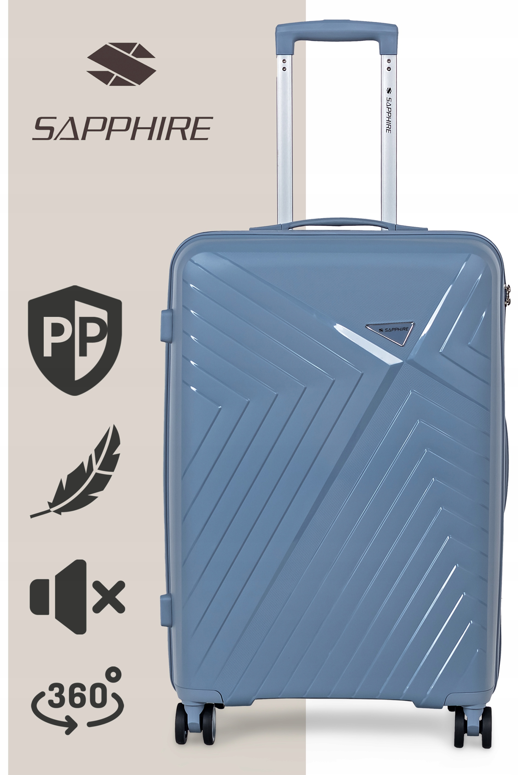 Walizka na kółkach twarda Sapphire ST-3030P czarna - średnia M Walizka na kółkach twarda Sapphire ST-3030P czarna - średnia M