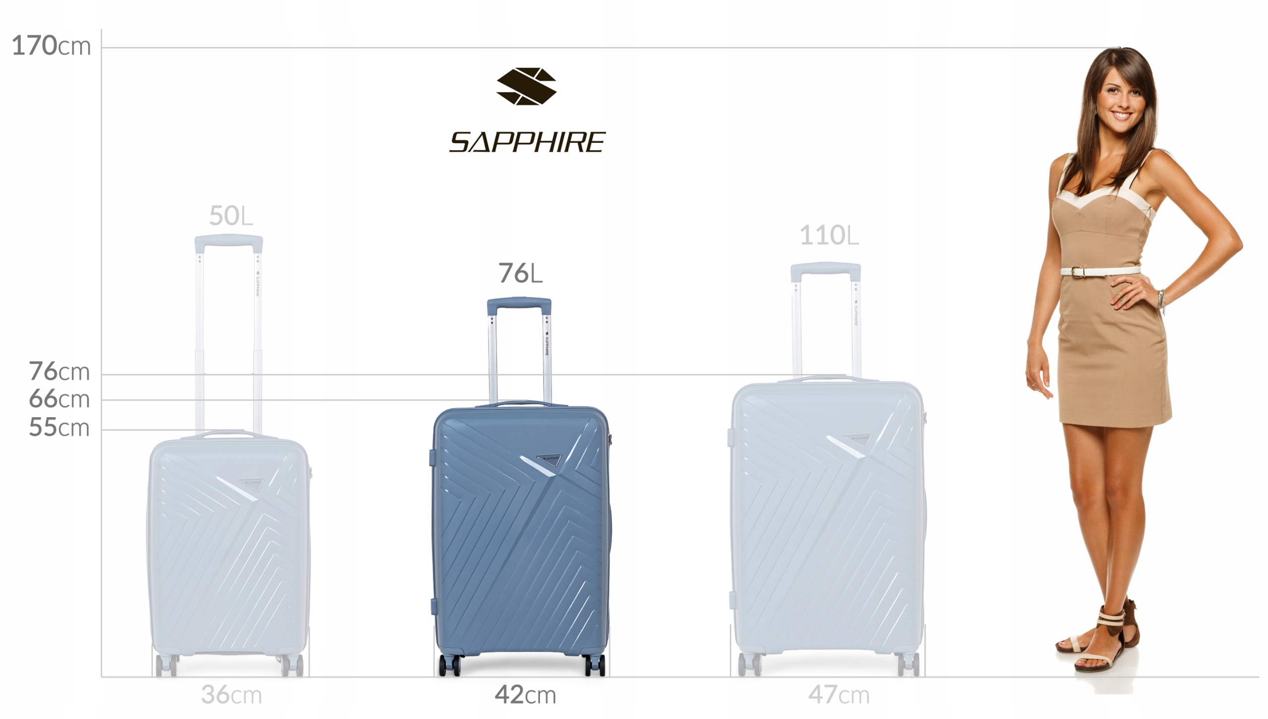 Walizka na kółkach twarda Sapphire ST-3030P czarna - średnia M Walizka na kółkach twarda Sapphire ST-3030P czarna - średnia M