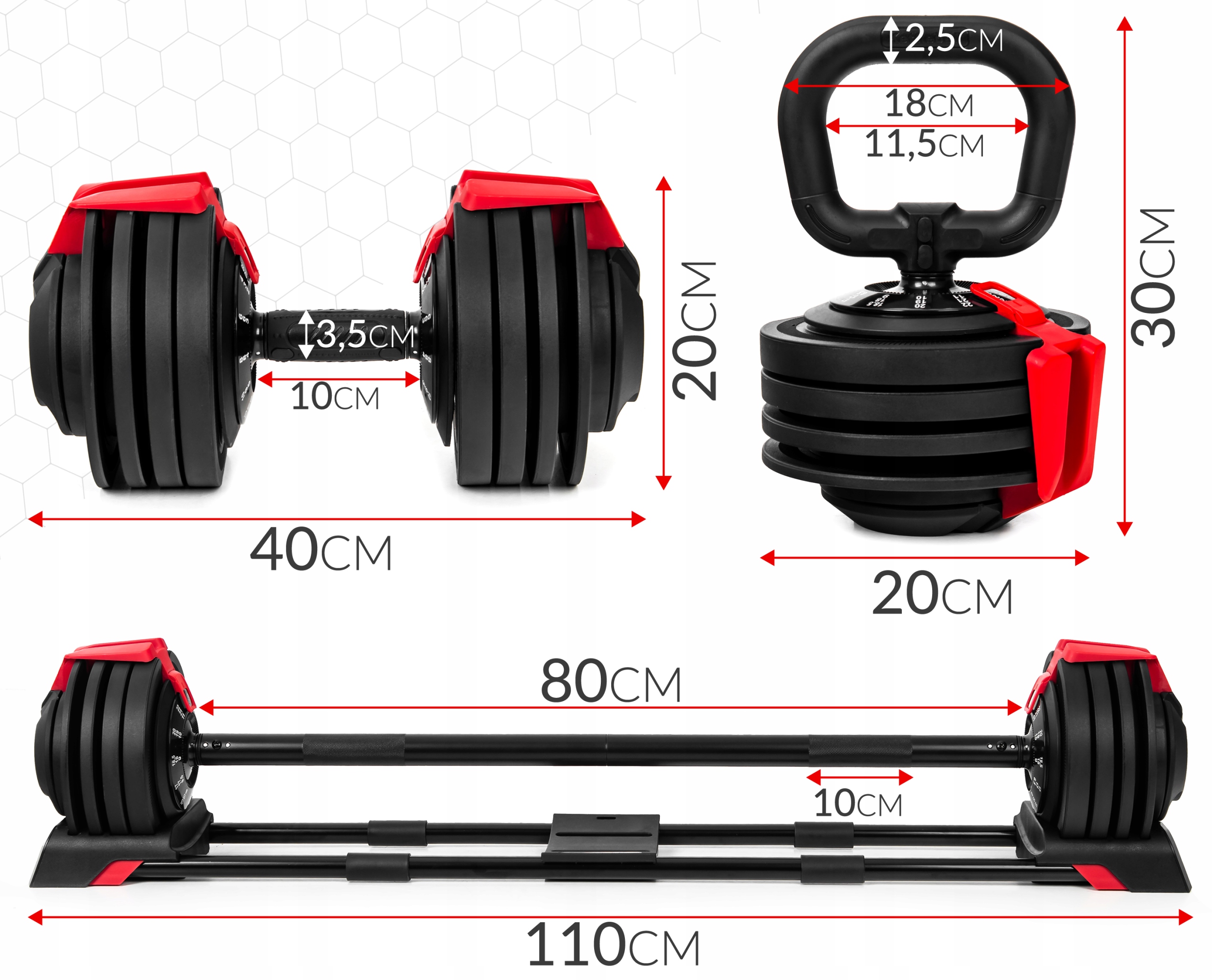 Hantla regulowana sztanga kettlebell Sapphire SG-3010 2-24 kg