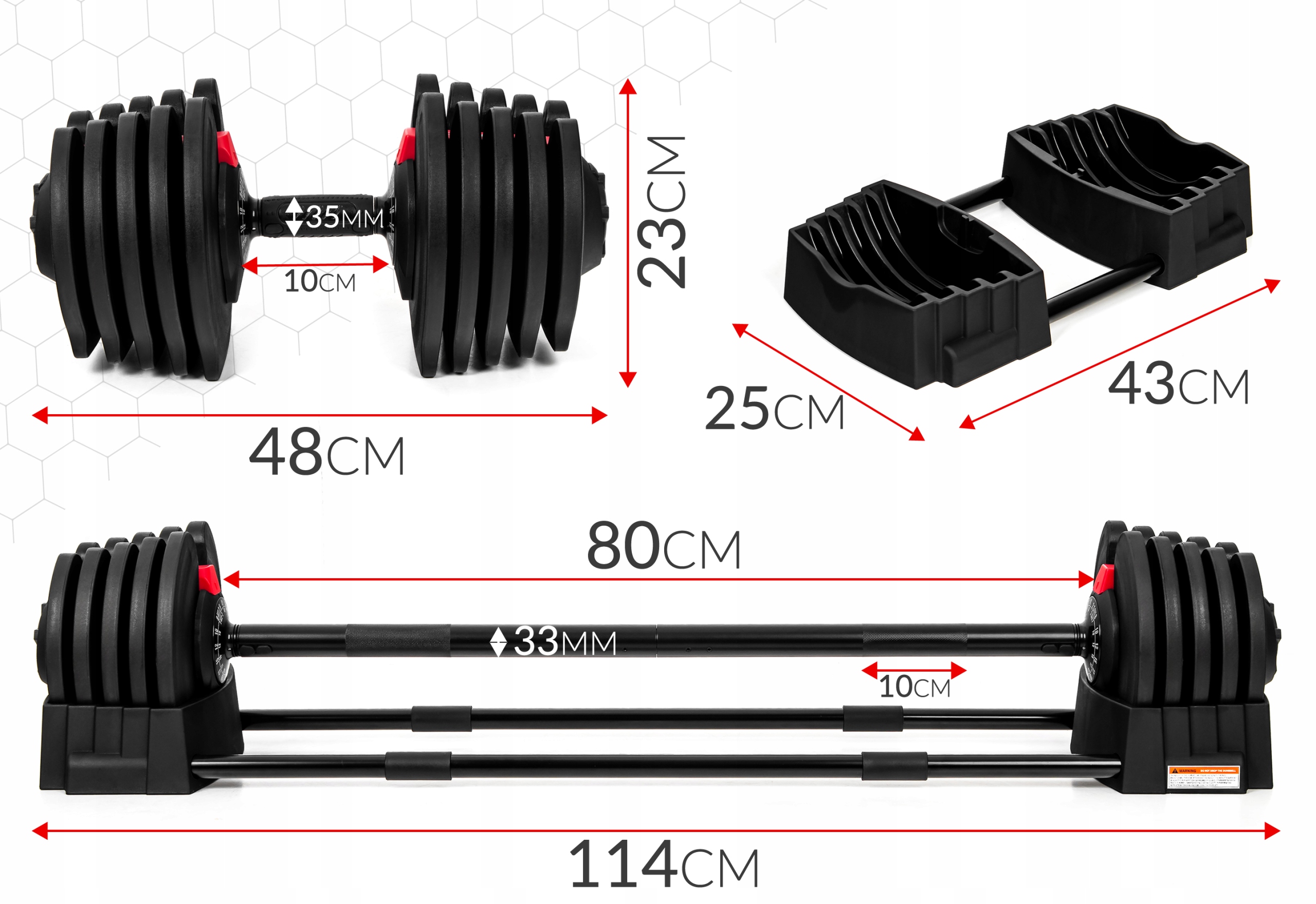 Hantla regulowana plus sztanga 2w1 Sapphire SG-3020 2-40 kg