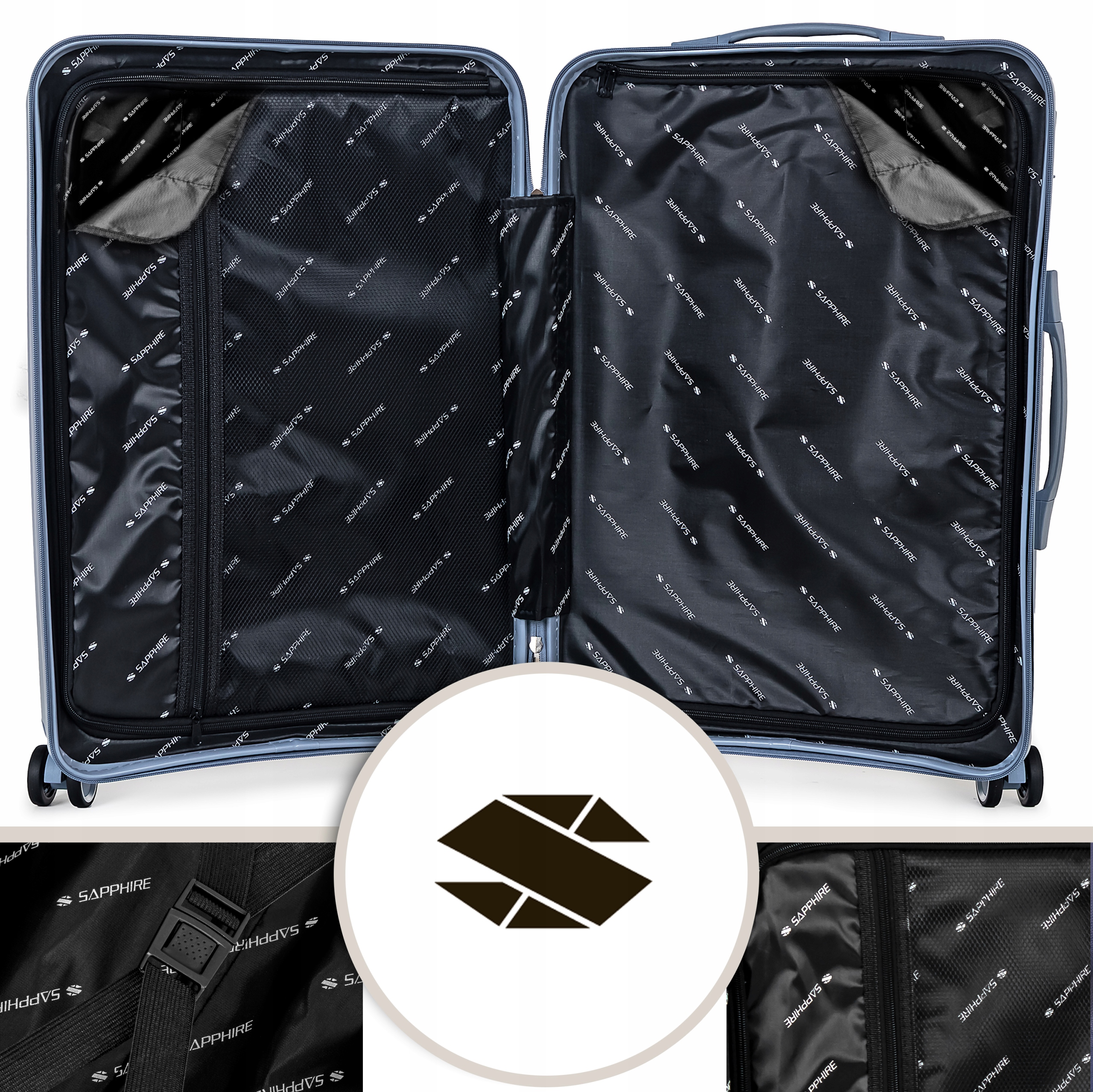 Zestaw walizek podróżnych twardych 3w1 Sapphire ST-3030P - niebieskie Zestaw walizek podróżnych twardych 3w1 Sapphire ST-3030P - niebieskie