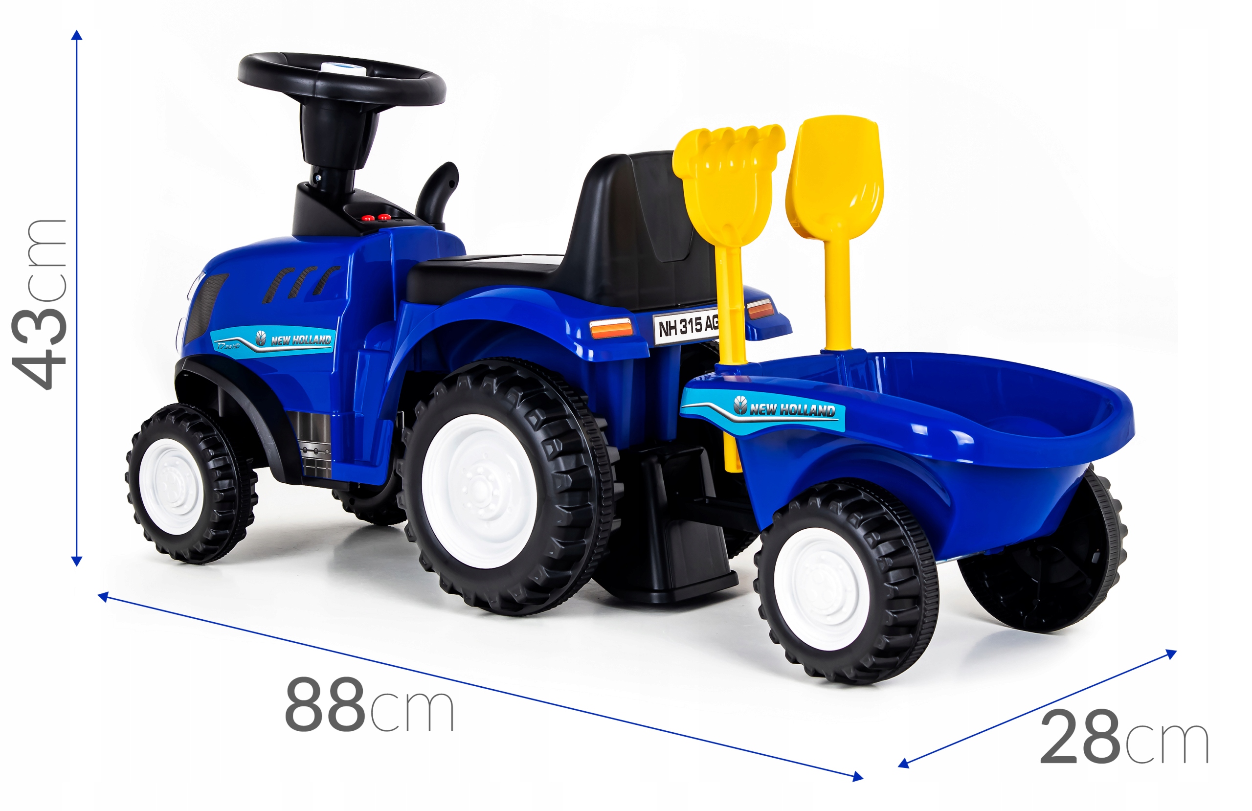 Jeździk pchacz traktor z przyczepą New Holland T7 - niebieski