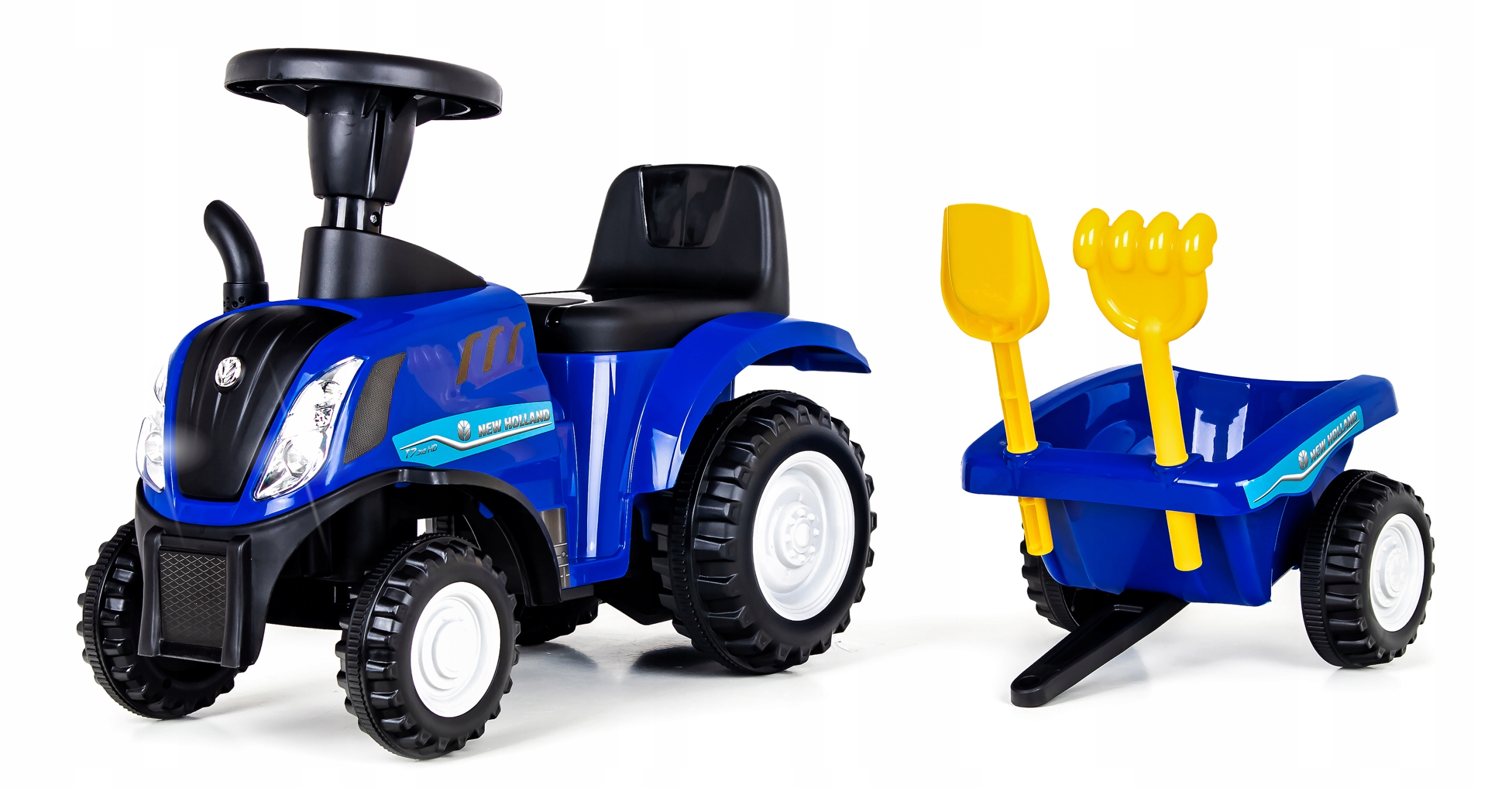 Jeździk pchacz traktor z przyczepą New Holland T7 - niebieski