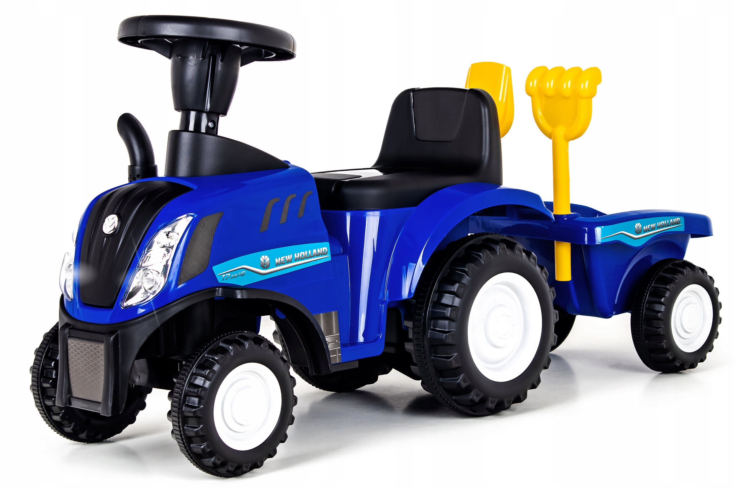 Jeździk pchacz traktor z przyczepą New Holland T7 - niebieski