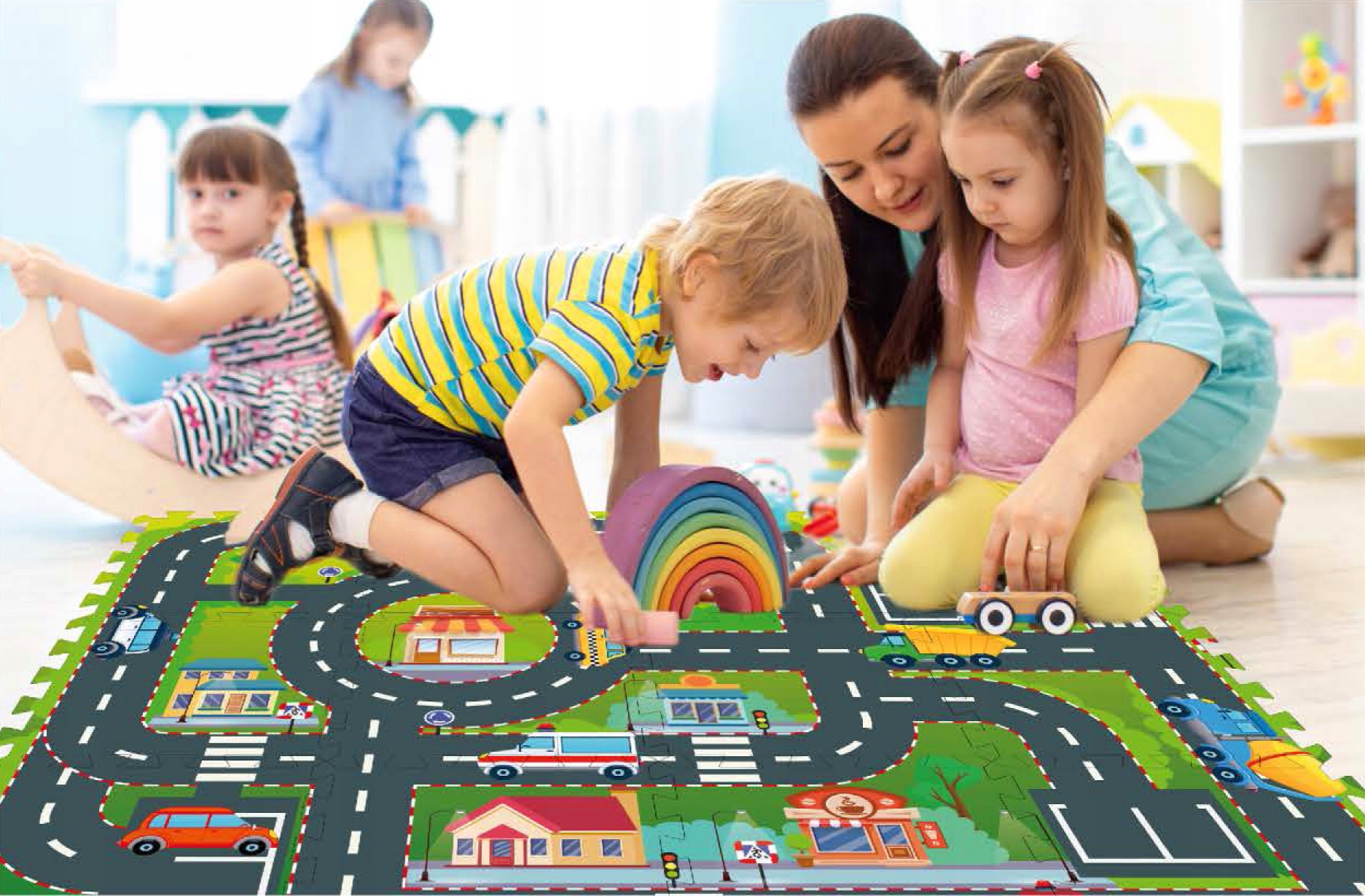 Podłogowa mata puzzle dla dzieci Sapphire Kids SK-59 - City