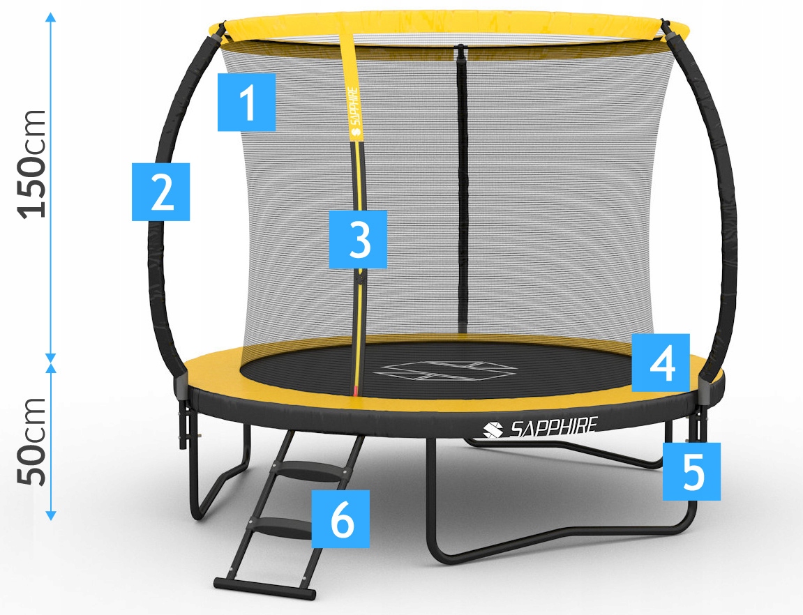 Trampolina Sapphire ST-0008W 8FT 252 cm z siatką wewnętrzną