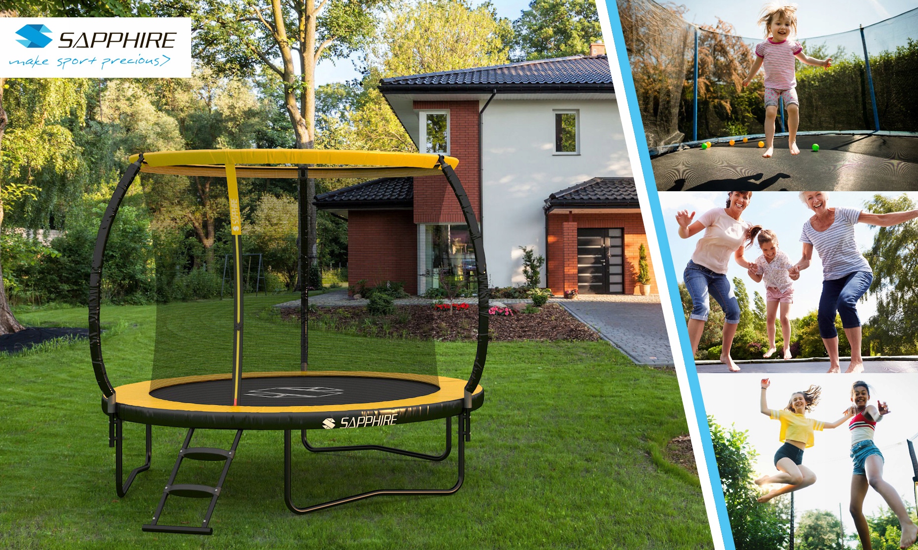 Trampolina Sapphire ST-0008W 8FT 252 cm z siatką wewnętrzną