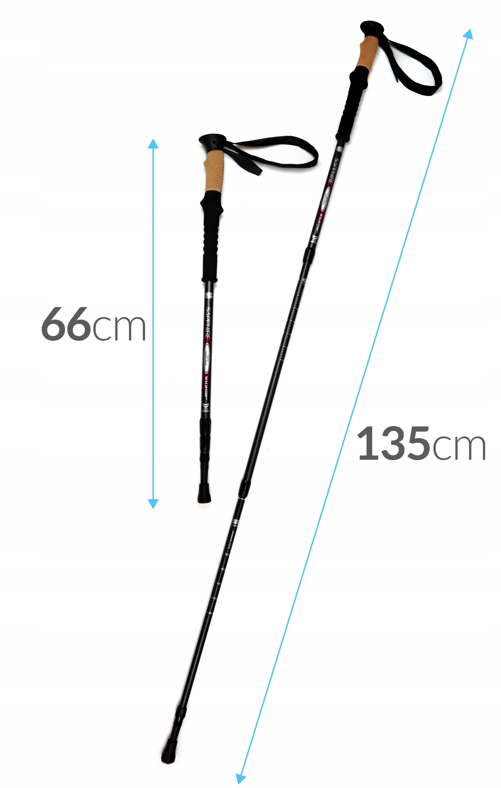 Kije do nordic walking /trekking Sapphire ST-071+ 2 pary końcówek - czarne