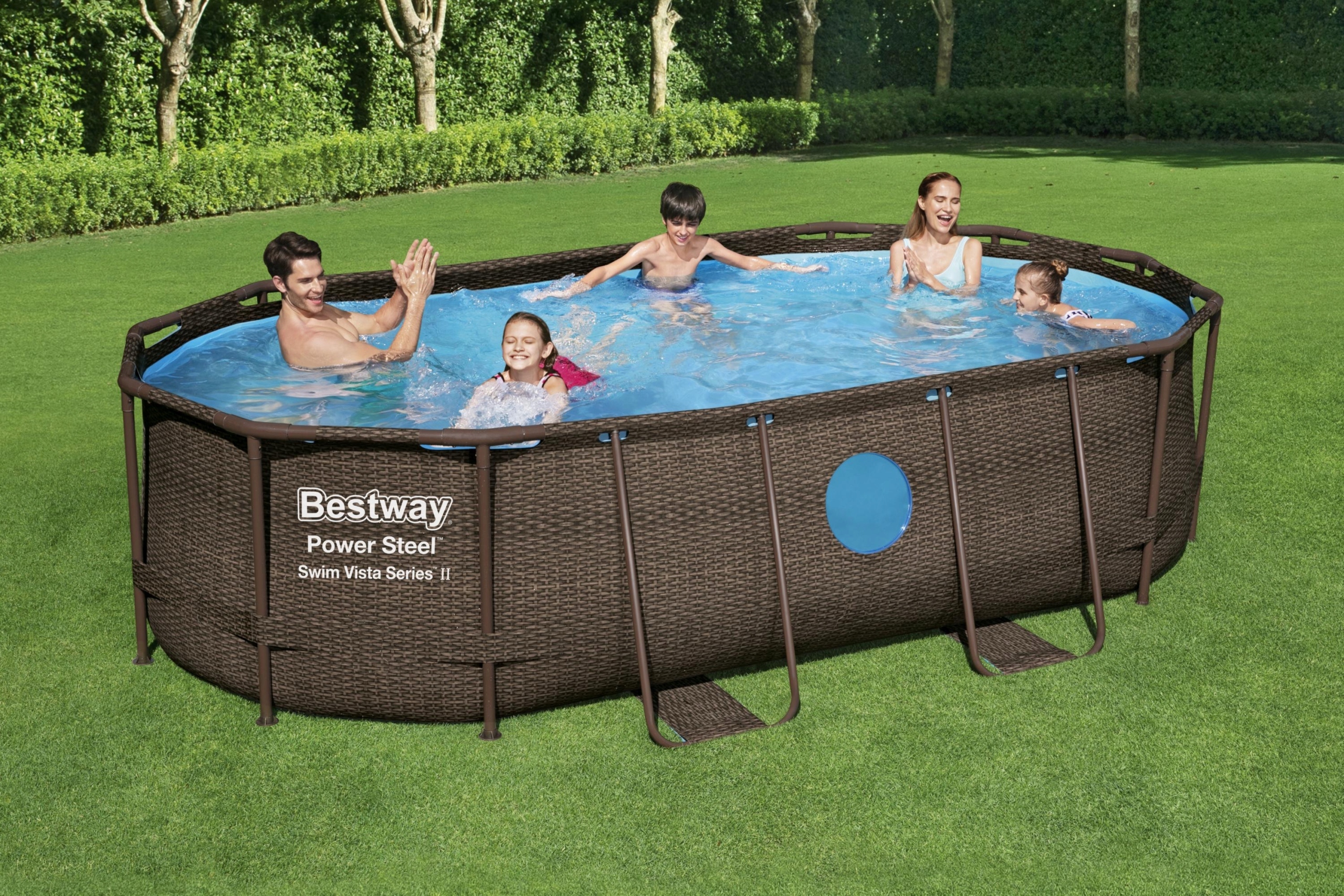 Basen ogrodowy stelażowy Bestway Power Steel Swim Vista 56714 427x250x100cm + pompa z filtrem 58383