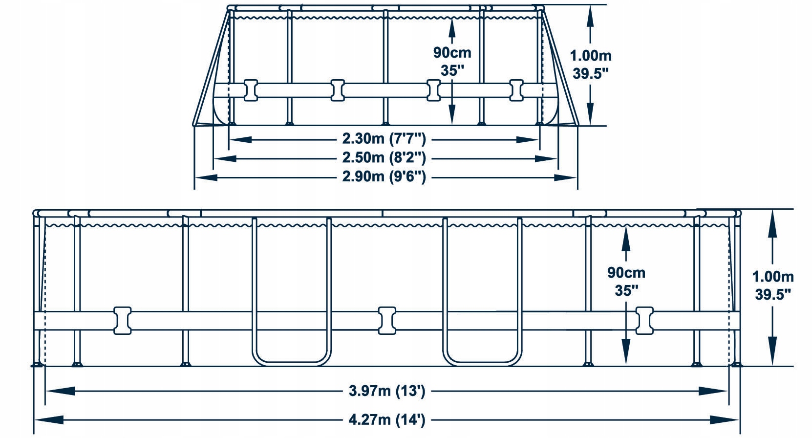 Basen ogrodowy stelażowy Bestway Power Steel Swim Vista 56714 427x250x100cm + pompa z filtrem 58383