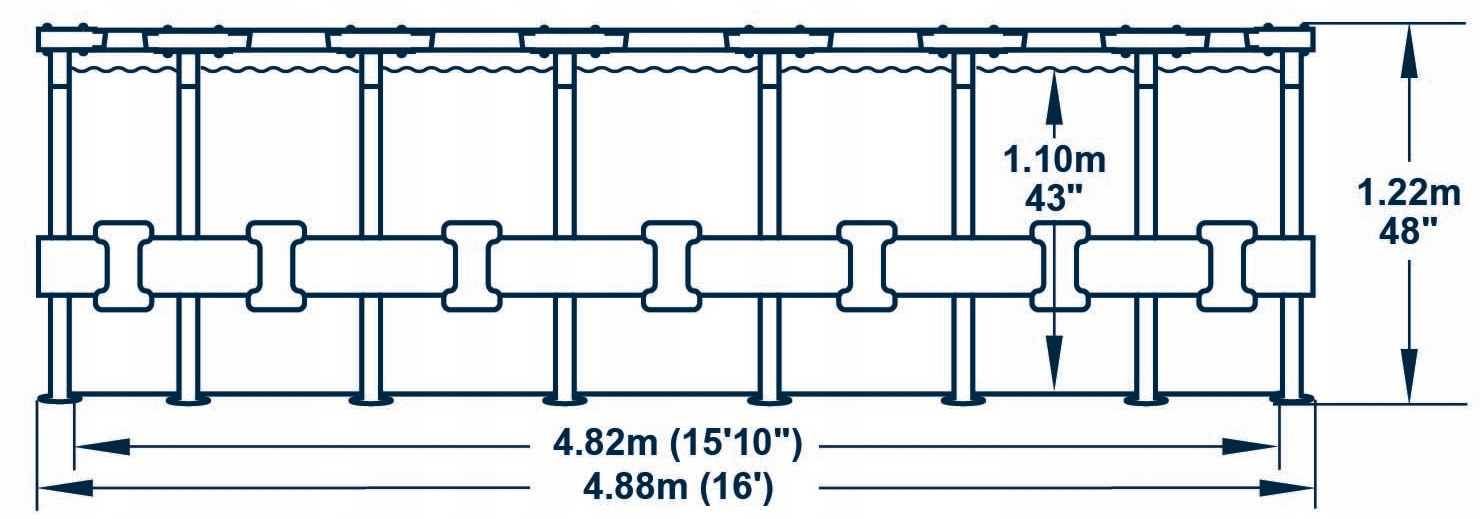 Basen ogrodowy stelażowy Bestway Power Steel 16FT 56725 488x122cm + pompa z filtrem 58389