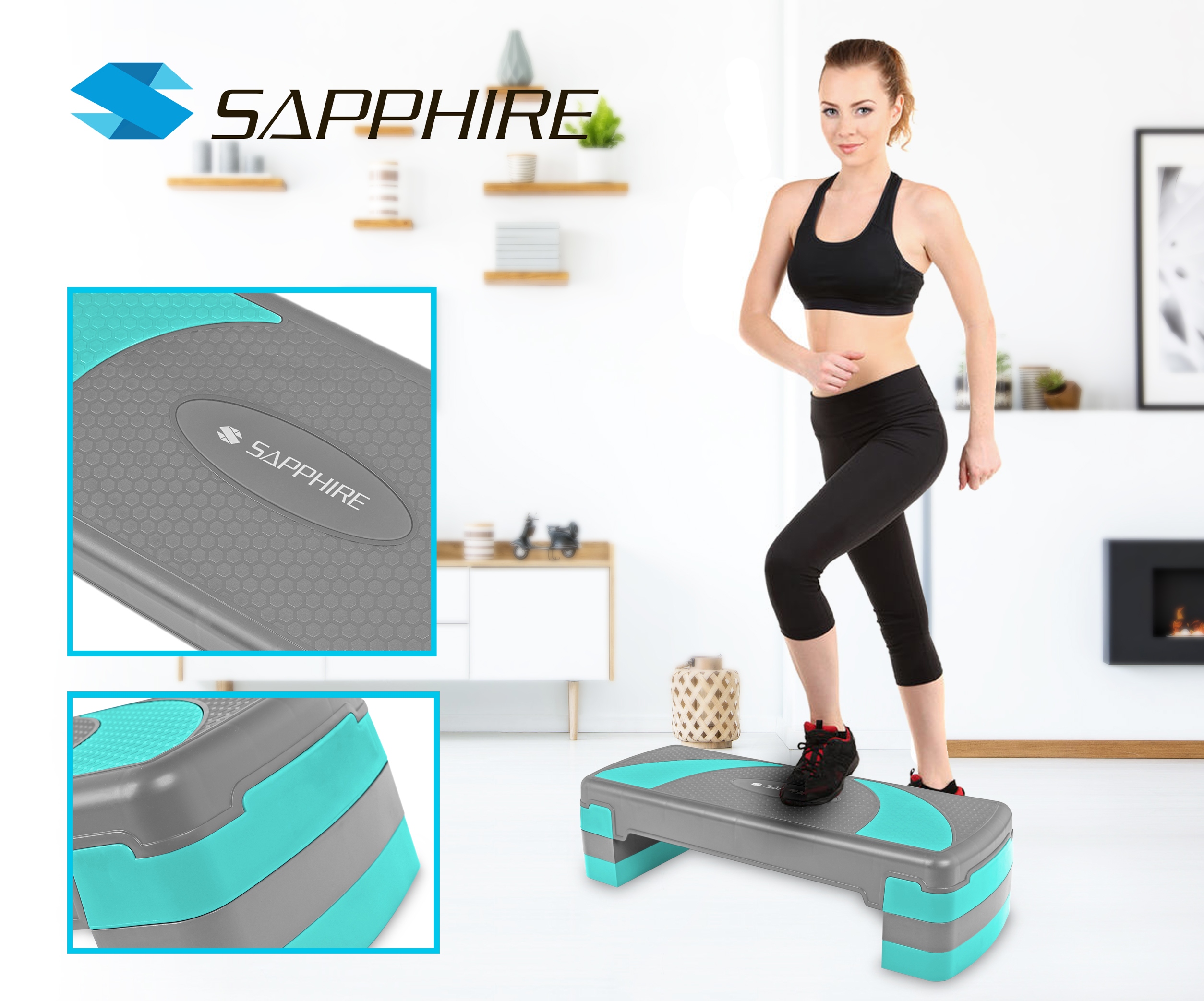 Step fitness trzystopniowy Sapphire SG-055 - miętowy