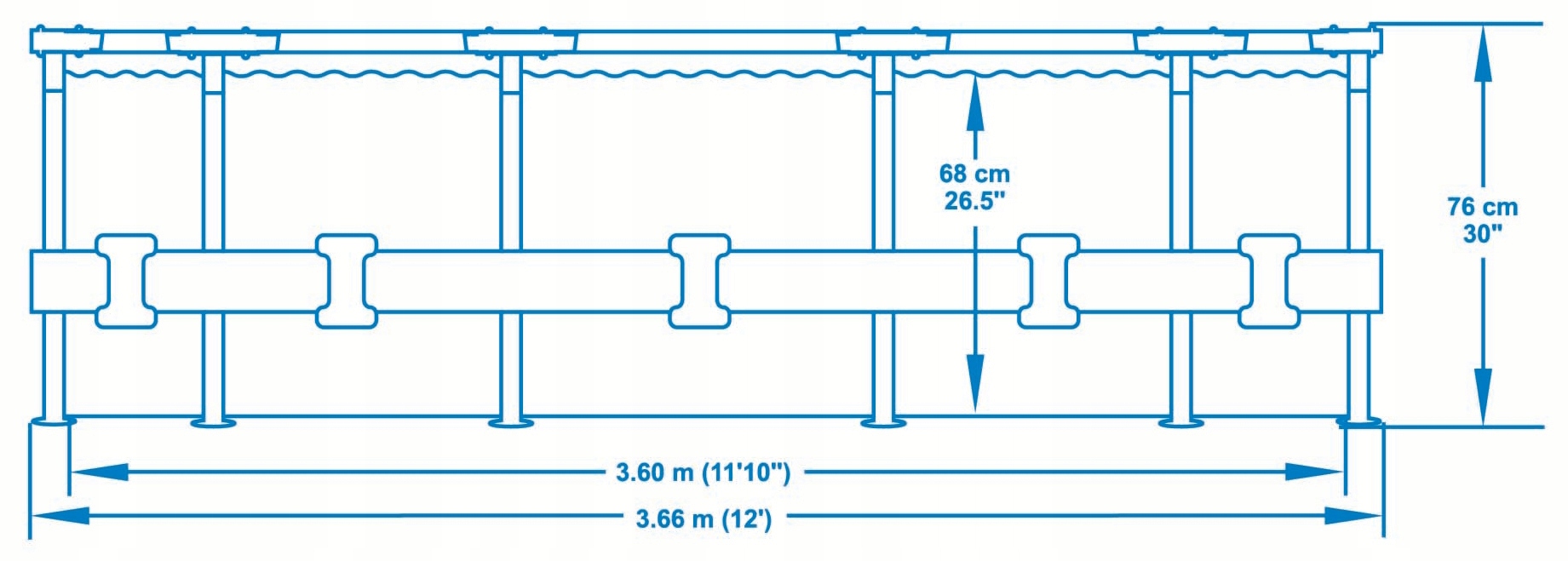 Basen ogrodowy stelażowy Bestway Steel PRO 12FT 56681 366x76cm + pompa z filtrem 58381