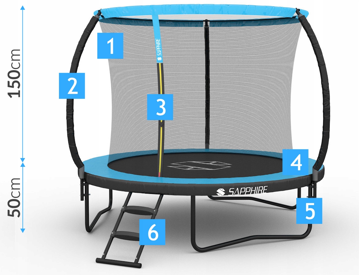 Trampolina Sapphire ST-0008W 8FT 252 cm z siatką wewnętrzną