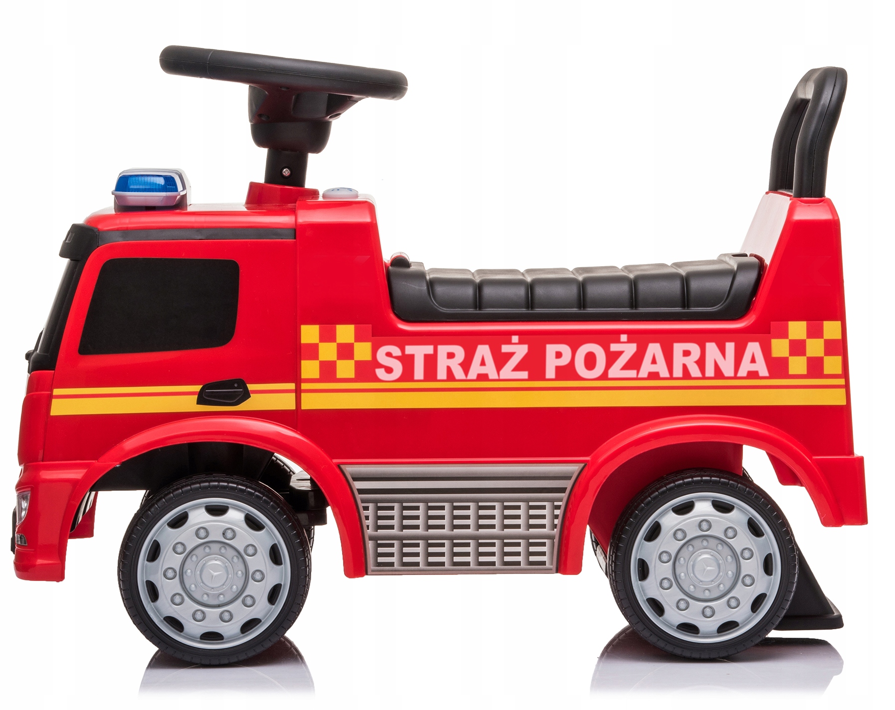 Jeździk pchacz dla dziecka Mercedes Antos wóz strażacki - czerwony