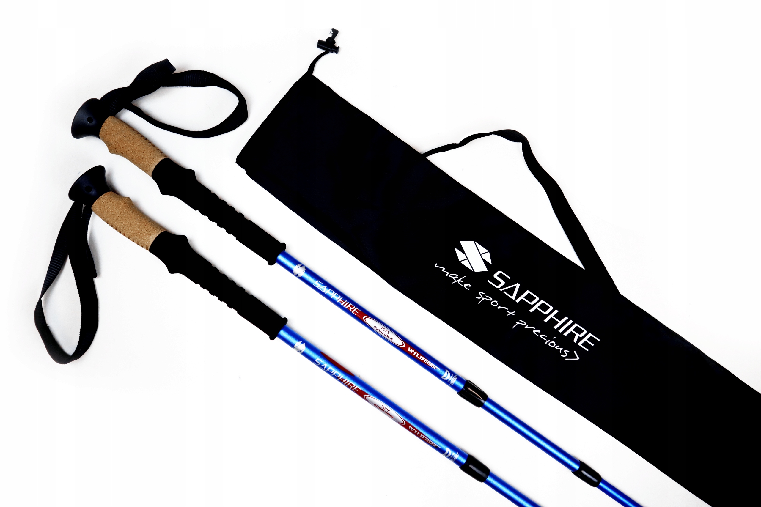 Kije do nordic walking /trekking Sapphire ST-071+ 2 pary końcówek - niebieskie