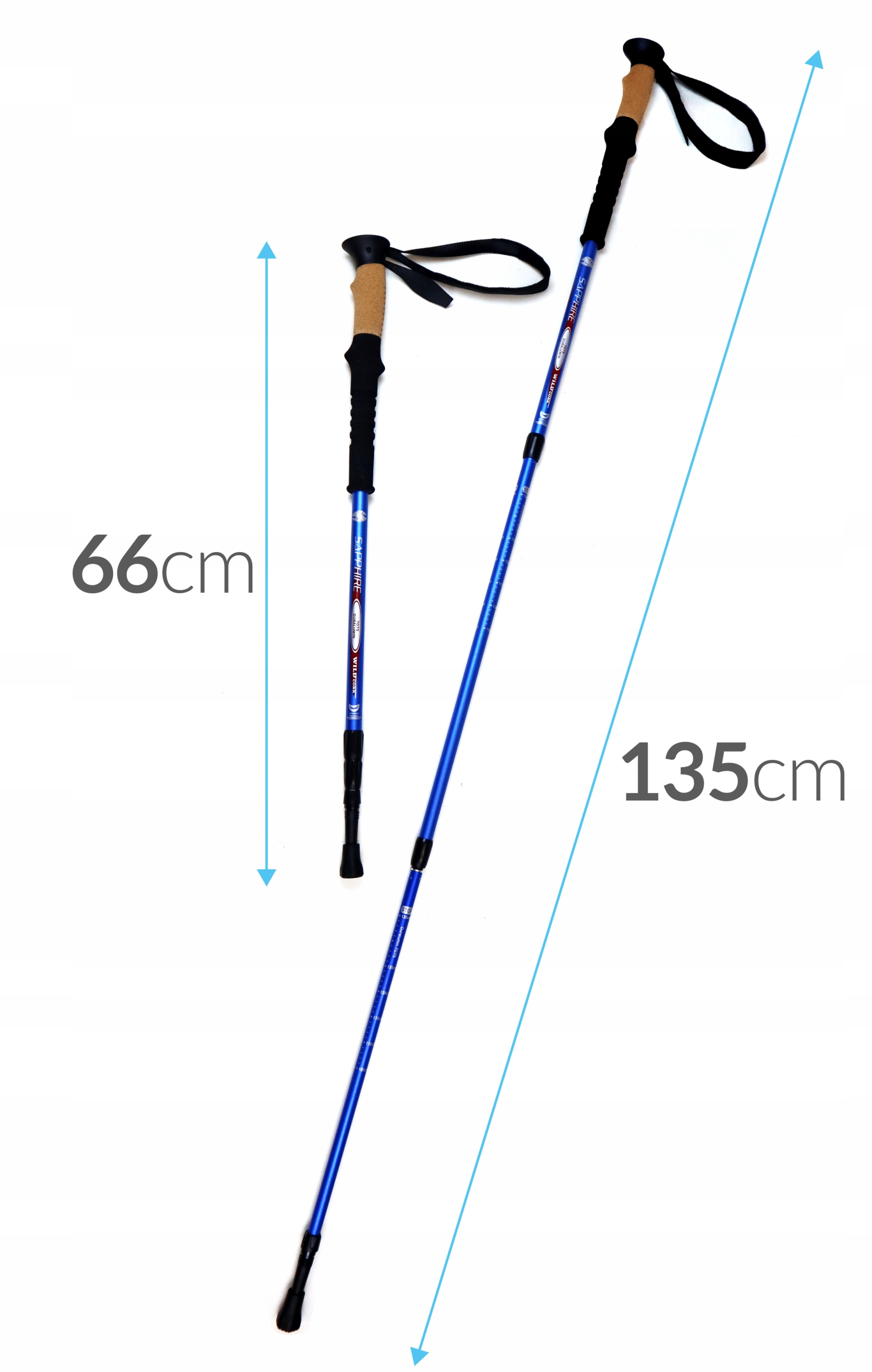 Kije do nordic walking /trekking Sapphire ST-071+ 2 pary końcówek - niebieskie