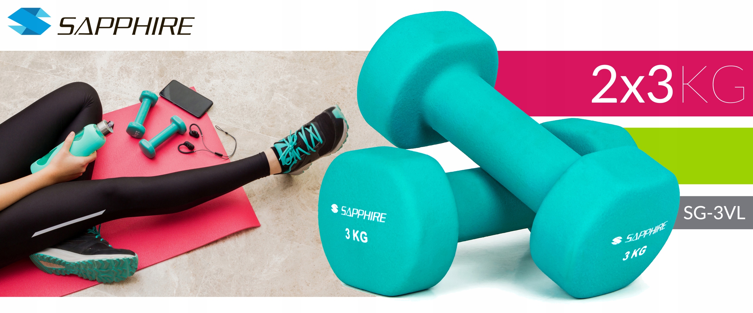 Hantelki fitness Sapphire SG-3VL 2x3 kg