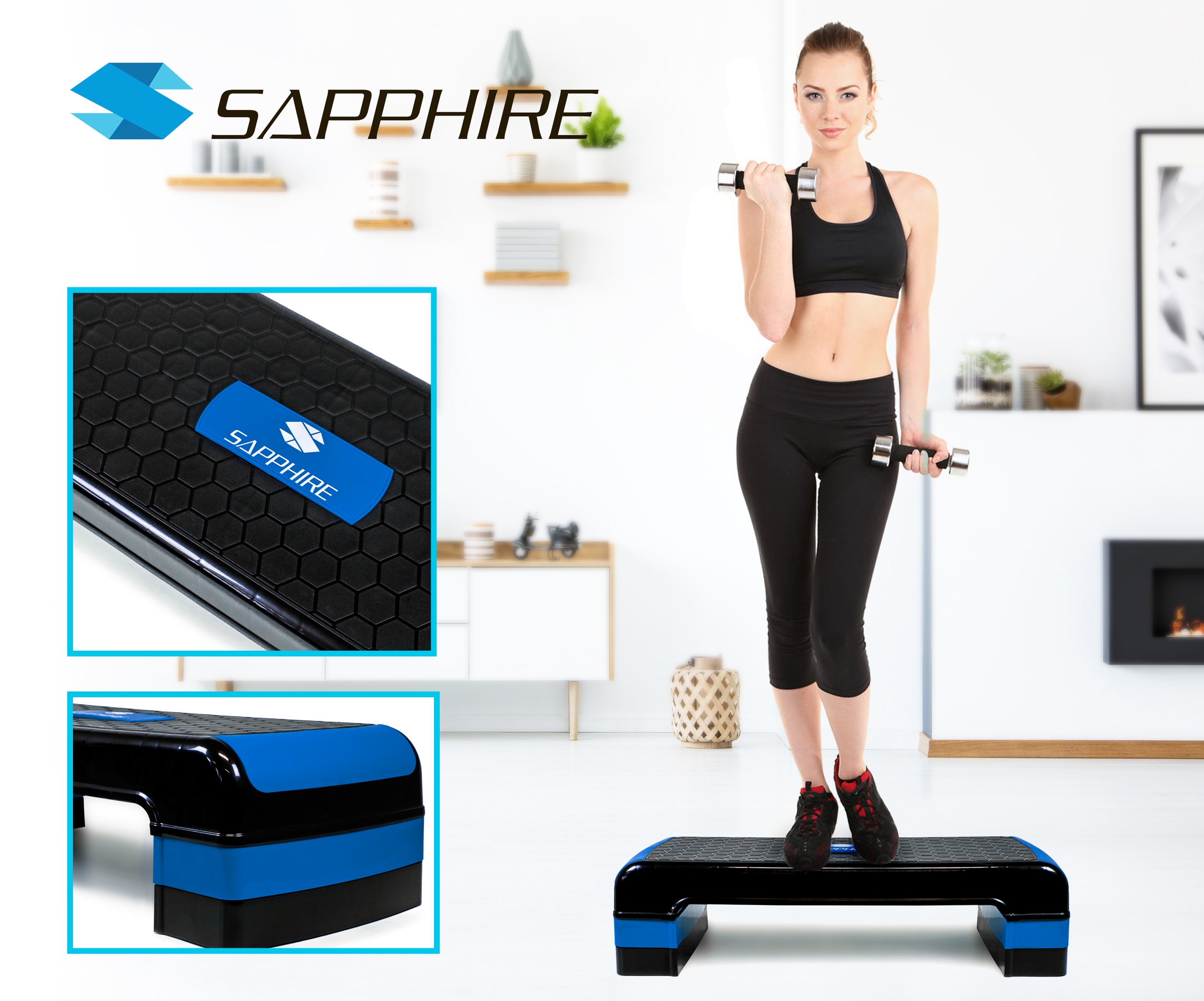 Step fitness i aerobic Sapphire SG-047 - trzystopniowy