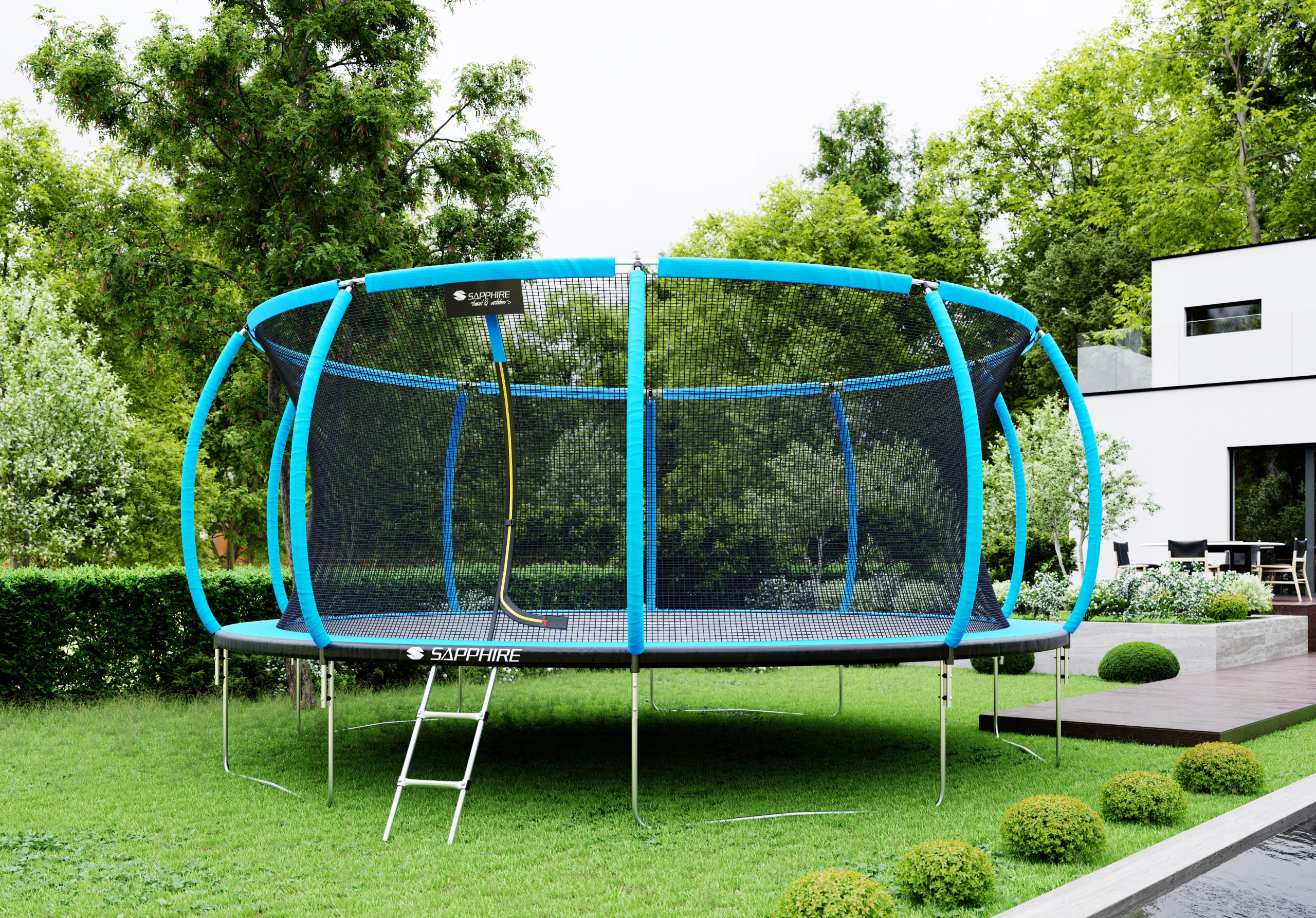 Trampolina Sapphire ST-1515W 15FT 465 cm z siatką wewnętrzną + drabinka GRATIS - niebieska Trampolina Sapphire ST-1515W 15FT 465 cm z siatką wewnętrzną + drabinka GRATIS - niebieska
