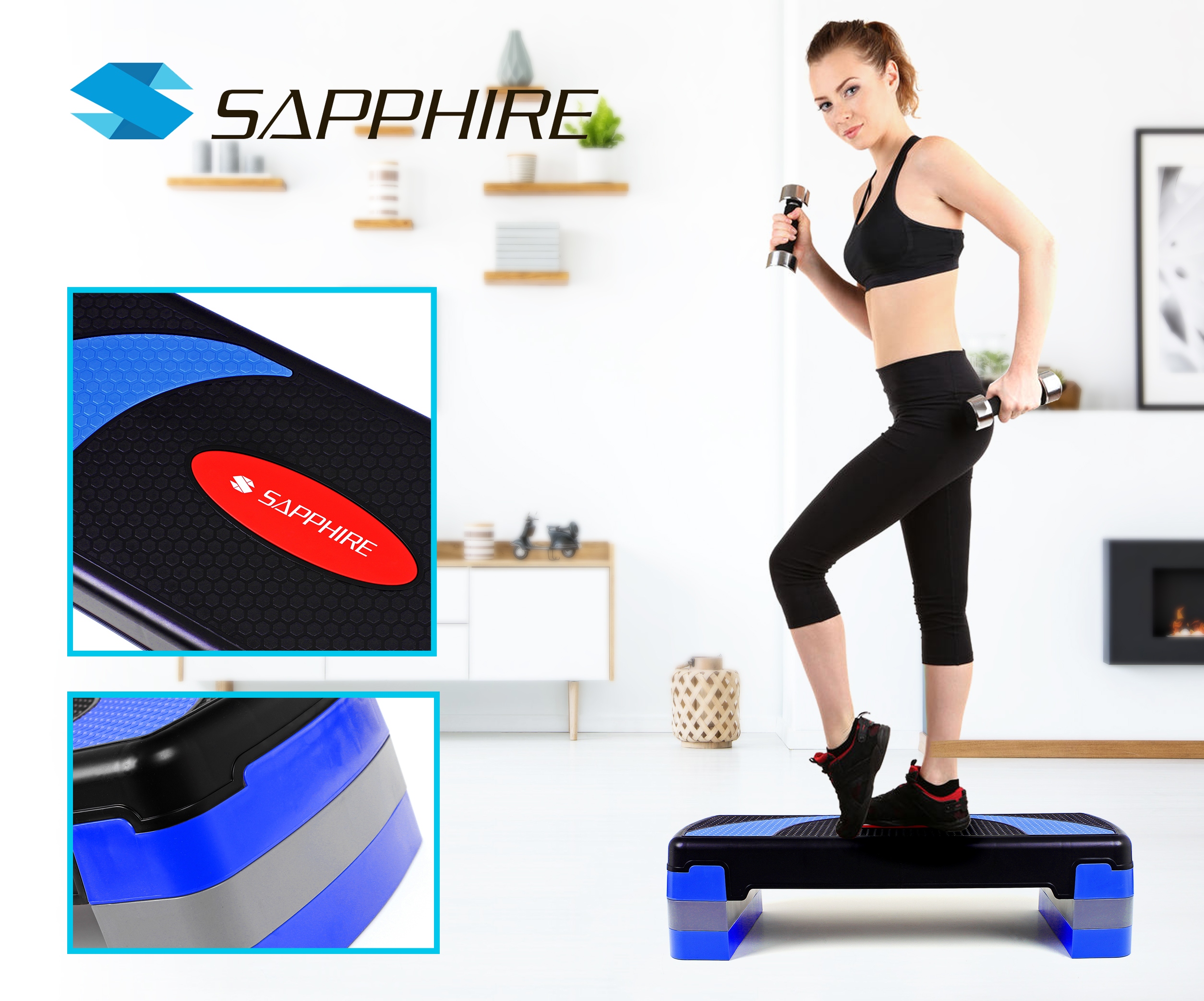 Step fitness trzystopniowy Sapphire SG-055 z kategorii Pilates i joga, marka Sapphire 