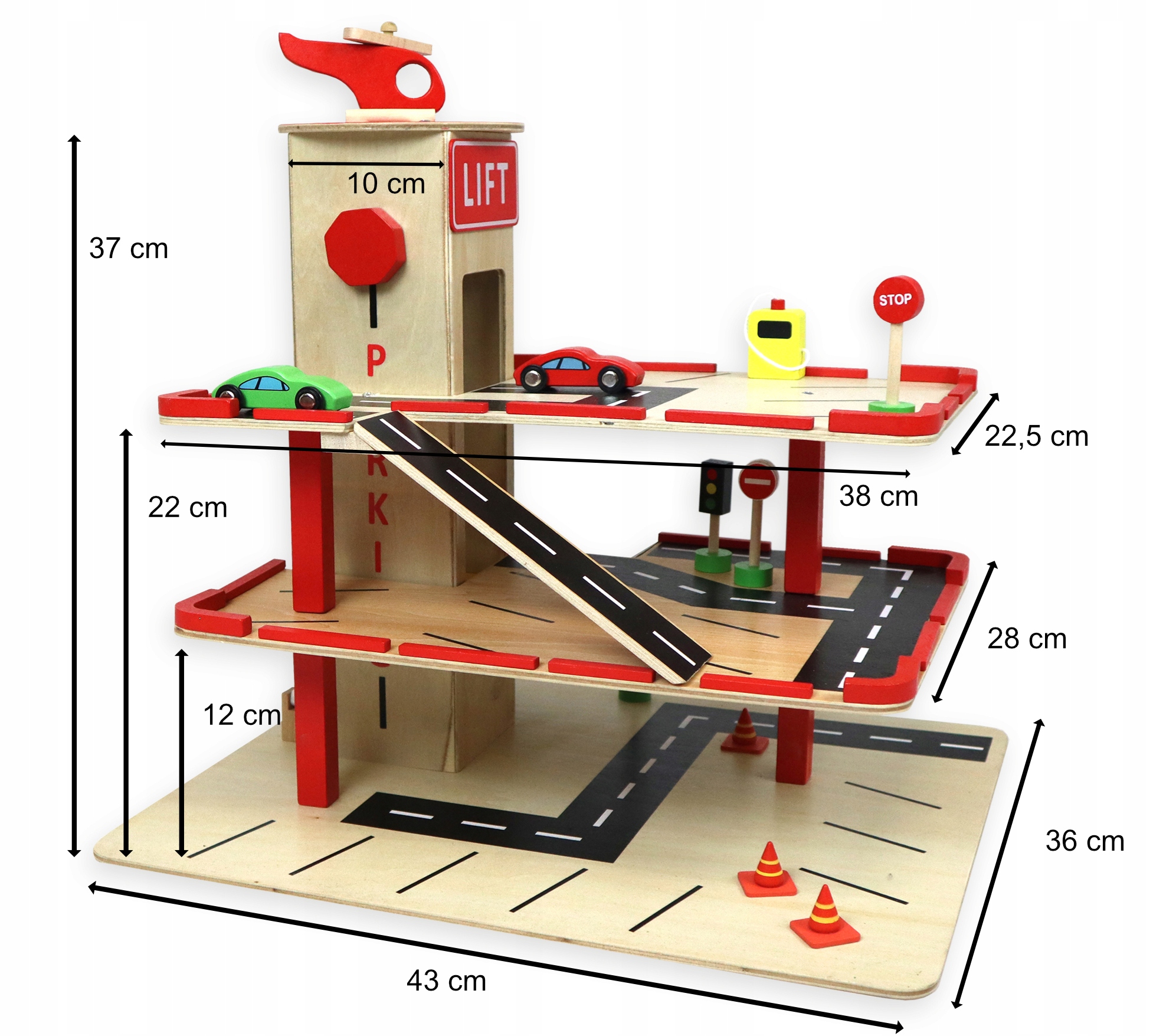 Drewniany parking z windą Sapphire Kids SK-48