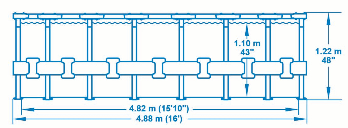 Basen ogrodowy stelażowy Bestway Steel Max 16FT 5612Z 488x122cm + pompa z filtrem 58389