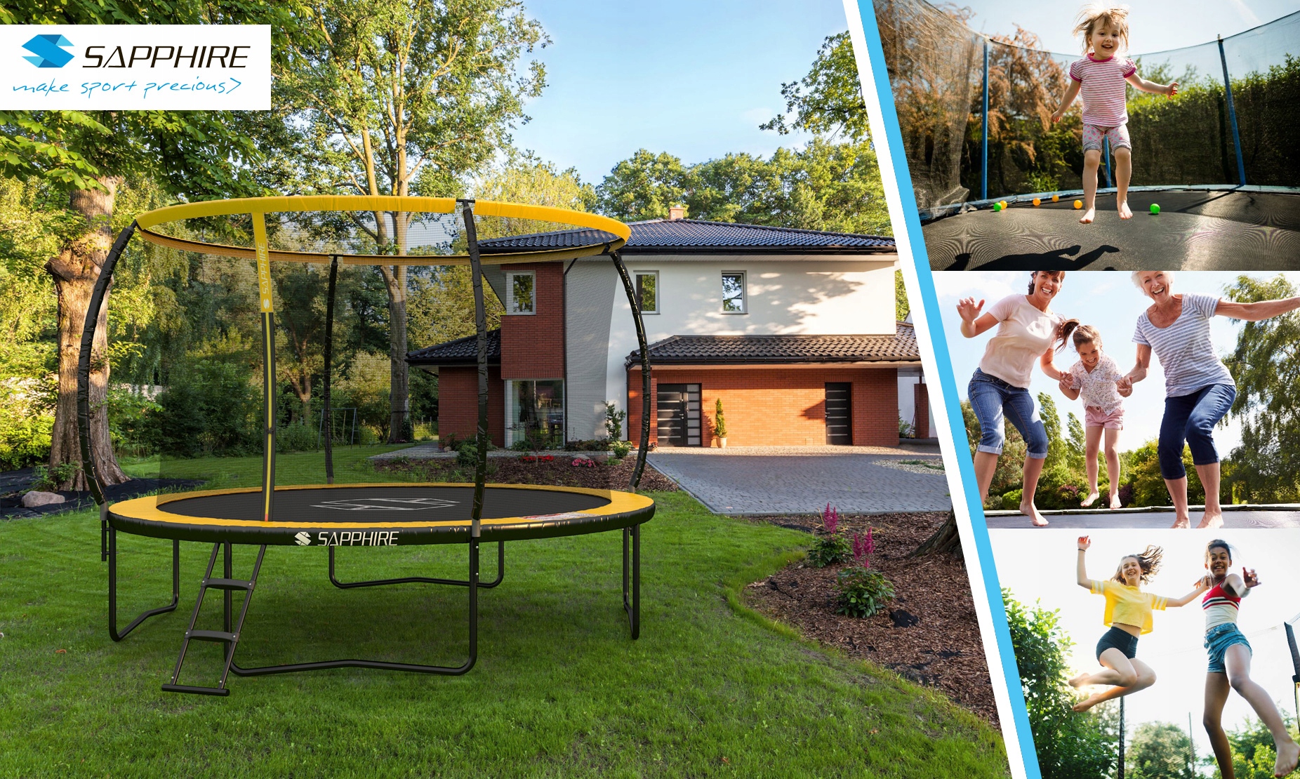 Trampolina Sapphire ST-0012W 12FT 374 cm z siatką wewnętrzną