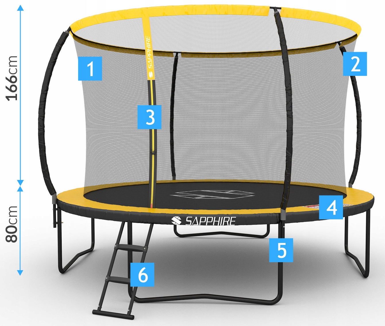 Trampolina Sapphire ST-0012W 12FT 374 cm z siatką wewnętrzną