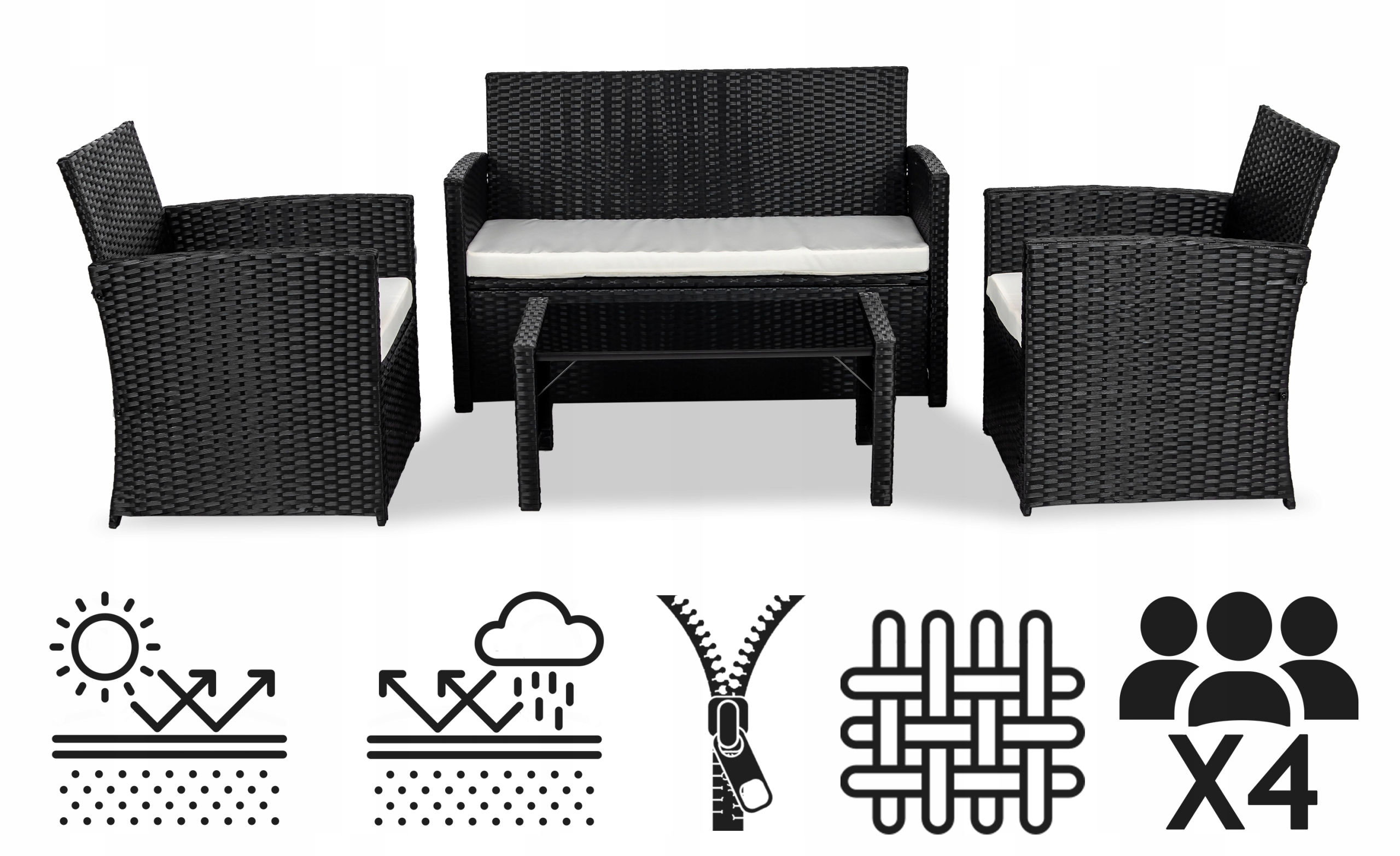 Zestaw mebli ogrodowych Sapphire ST-900 Salva - stolik + sofa + dwa fotele