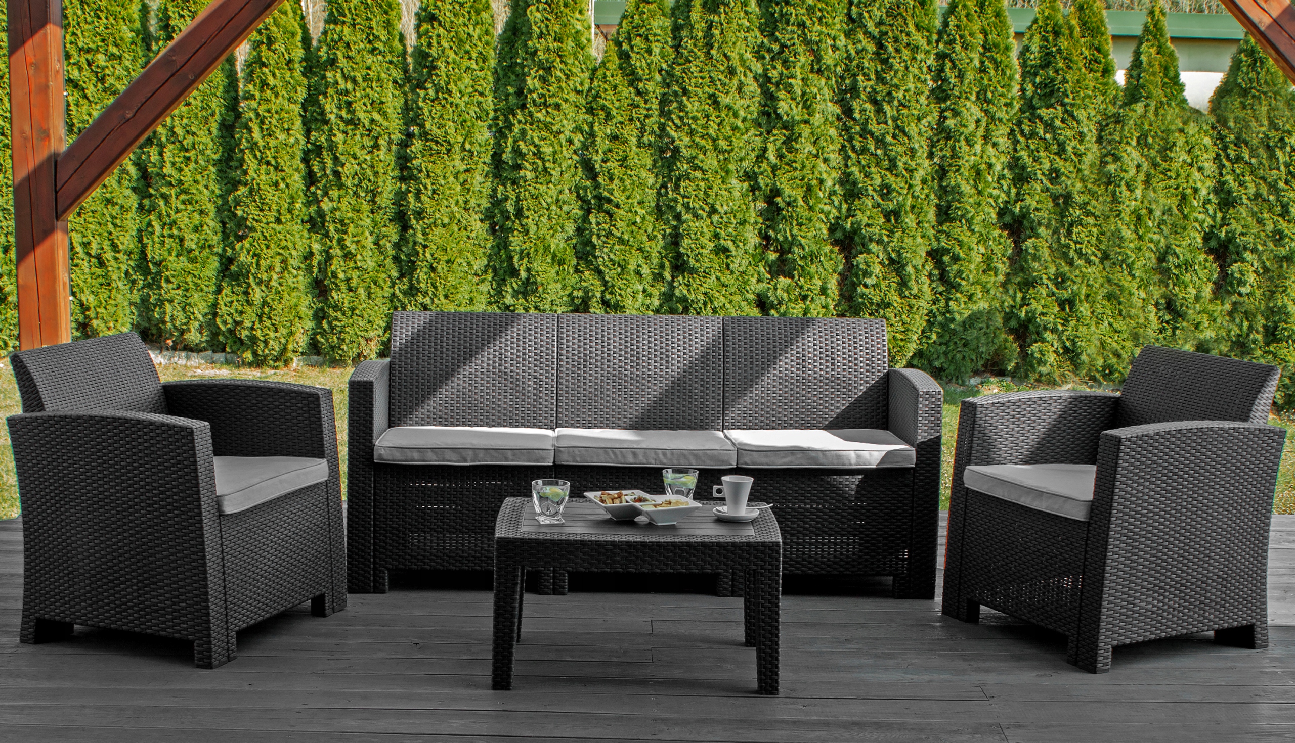 Zestaw mebli ogrodowych Sapphire ST-1550 Venice - stolik + sofa + 2 fotele