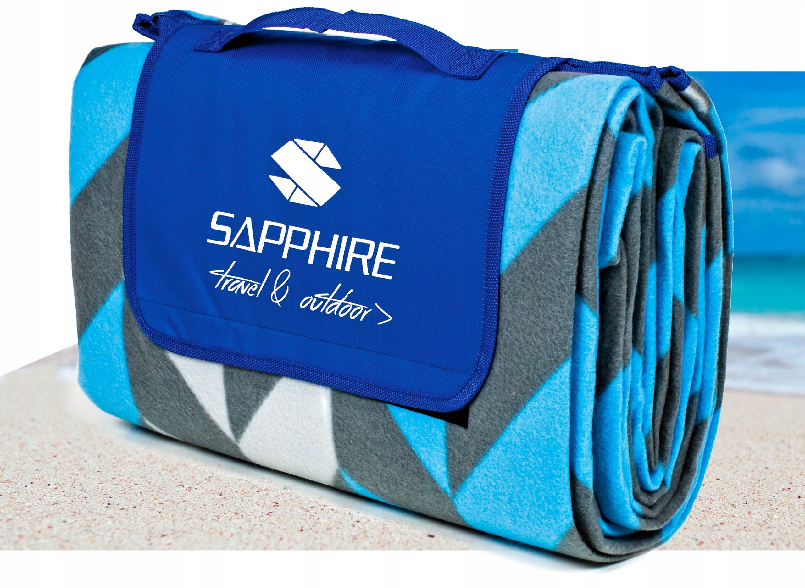 Koc piknikowy / plażowy Sapphire 200 x 200 cm z folią aluminiową - Azuro z kategorii Koce piknikowe, maty, karimaty, marka Sapphire 